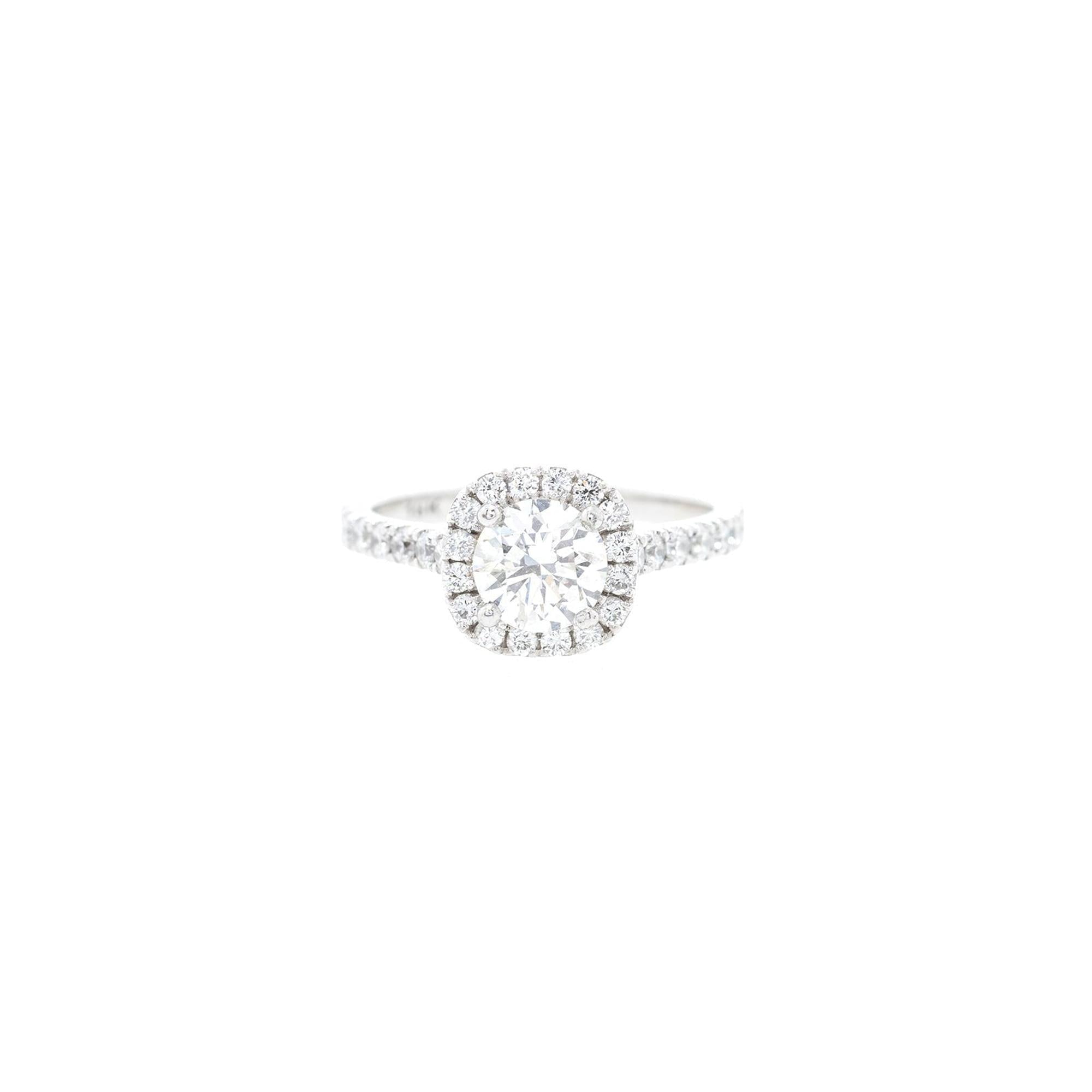18k White Gold 1.03 ct. Diamond Halo Design Engagement Ring