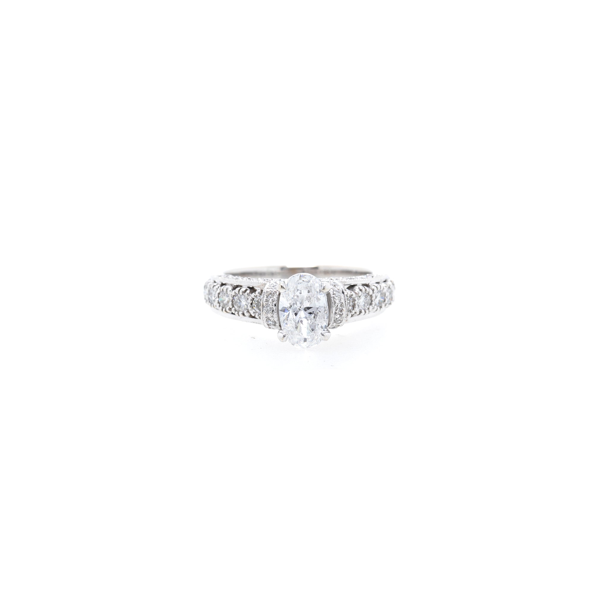18k White Gold 1.13 ct. Oval Diamond Engagement Ring