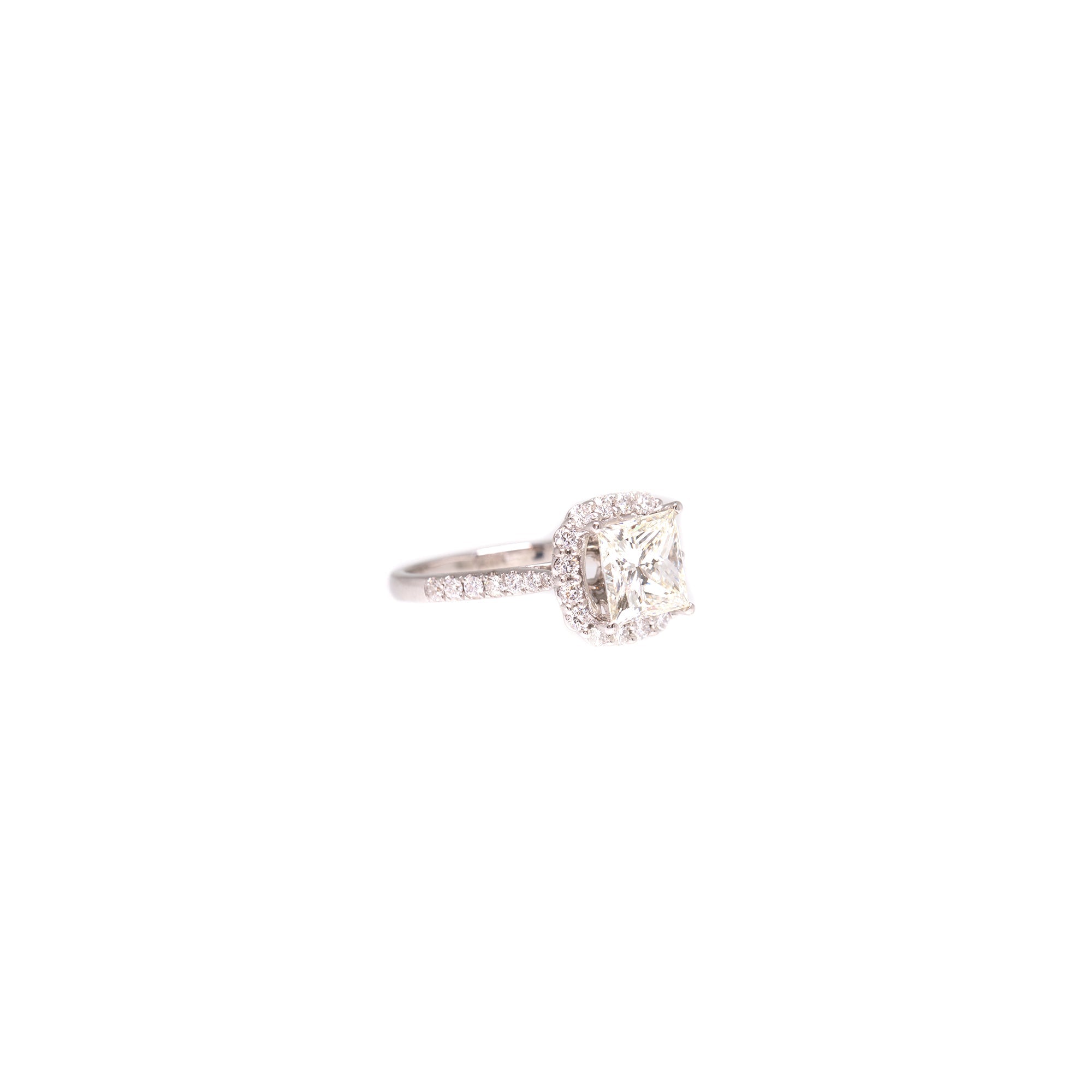 18k White Gold 2.02 ct. Princess Cut Diamond Engagement Ring w/ GIA
