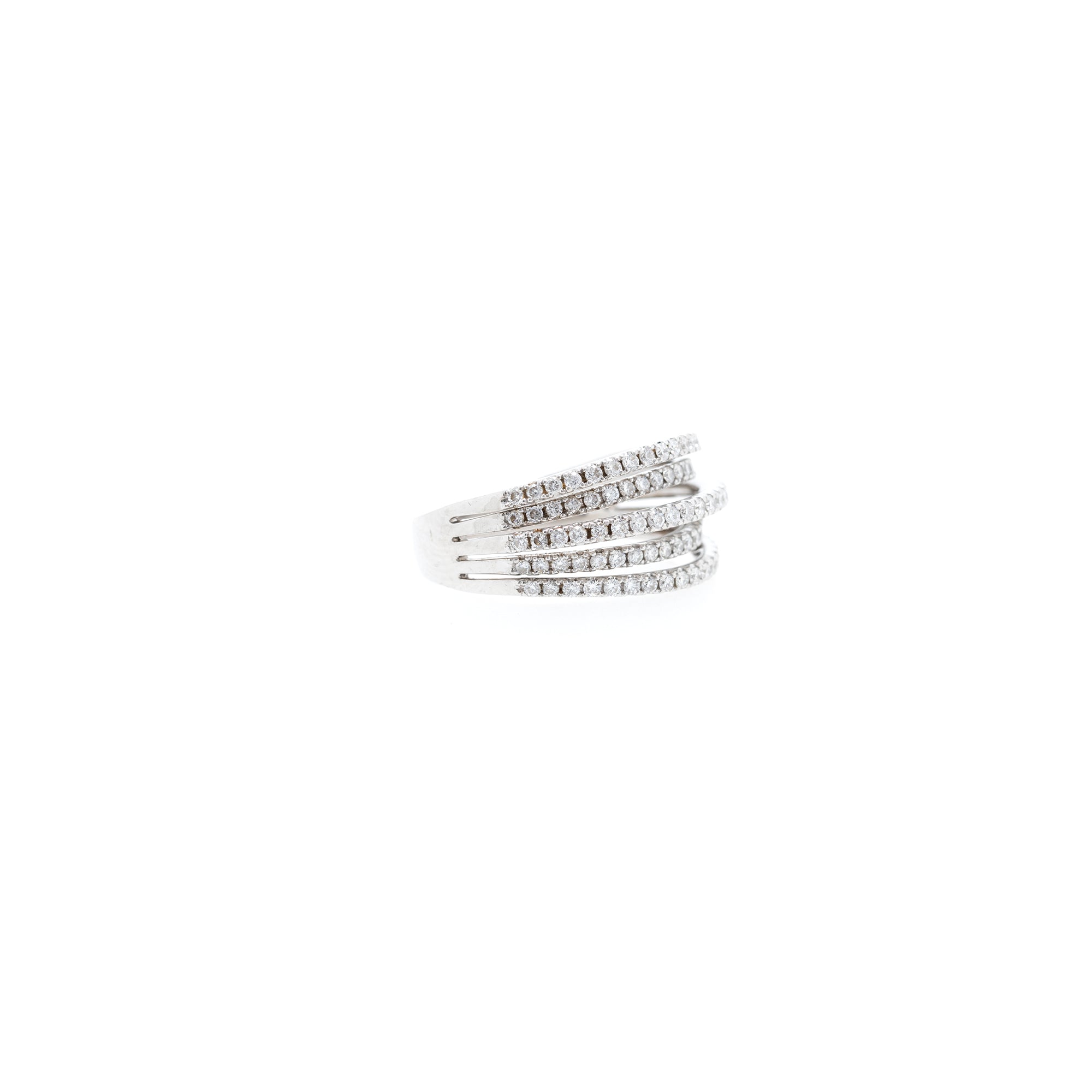 18k White Gold 5-Row Diamond Ring