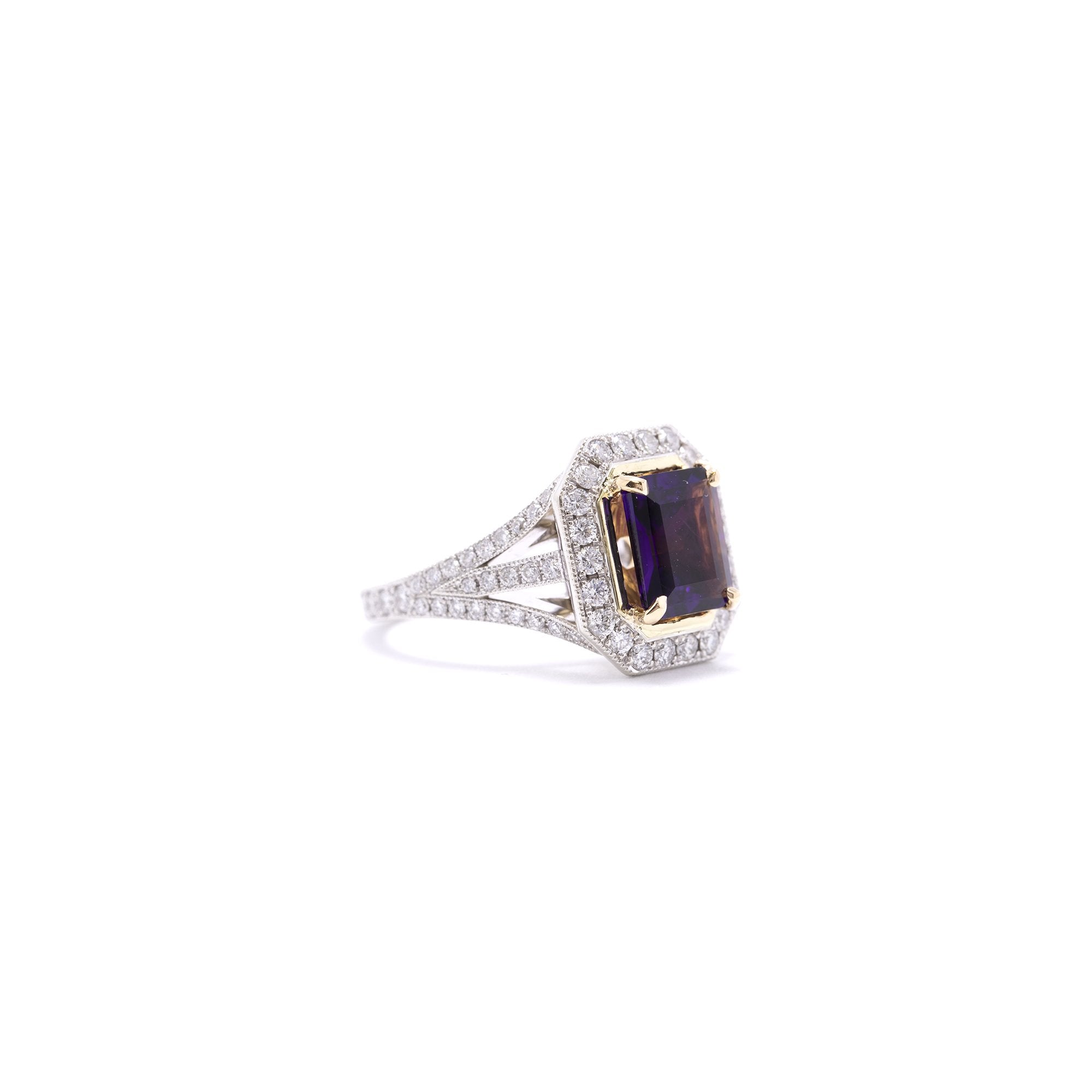 18k White Gold Amethyst & Diamond Cocktail Ring