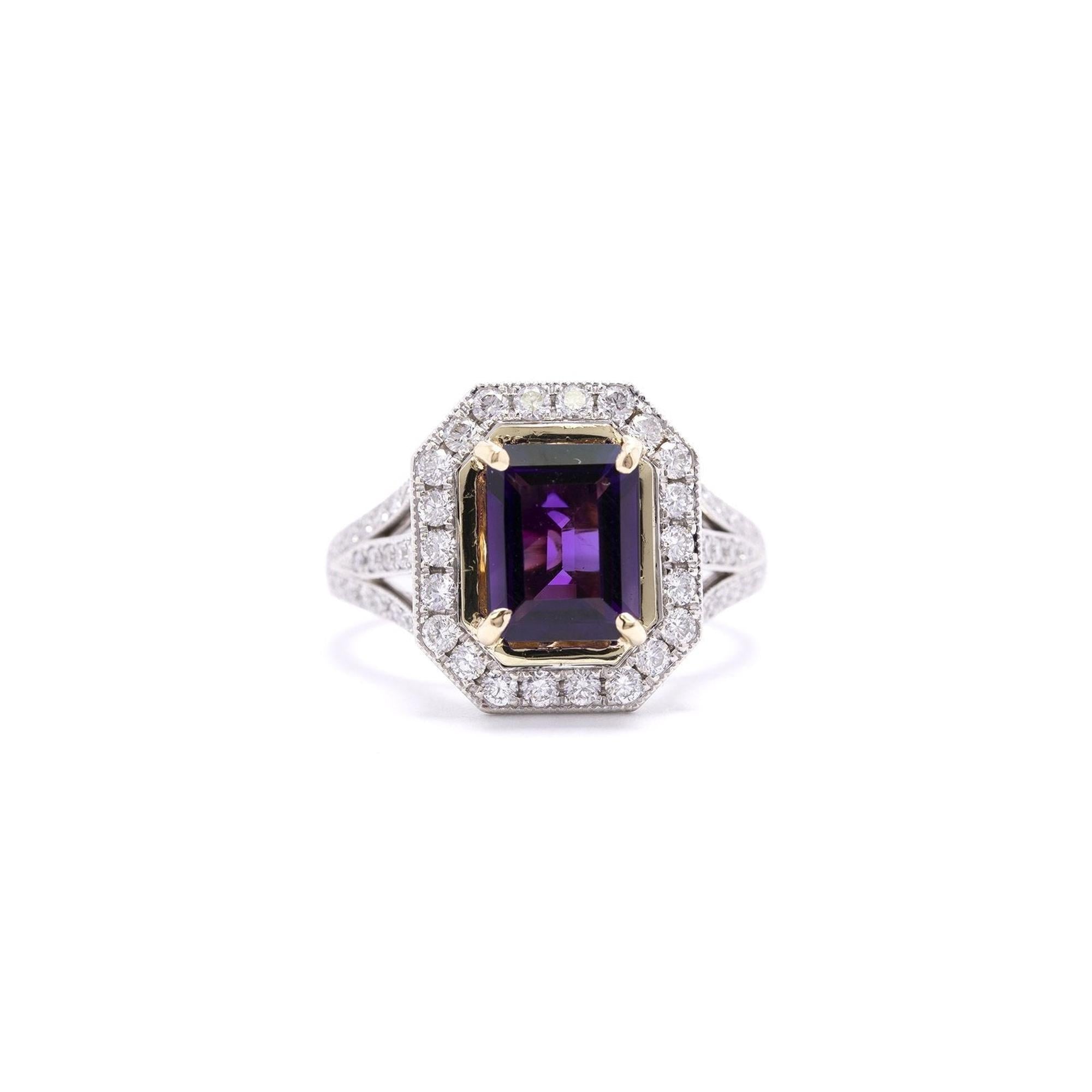 18k White Gold Amethyst & Diamond Cocktail Ring
