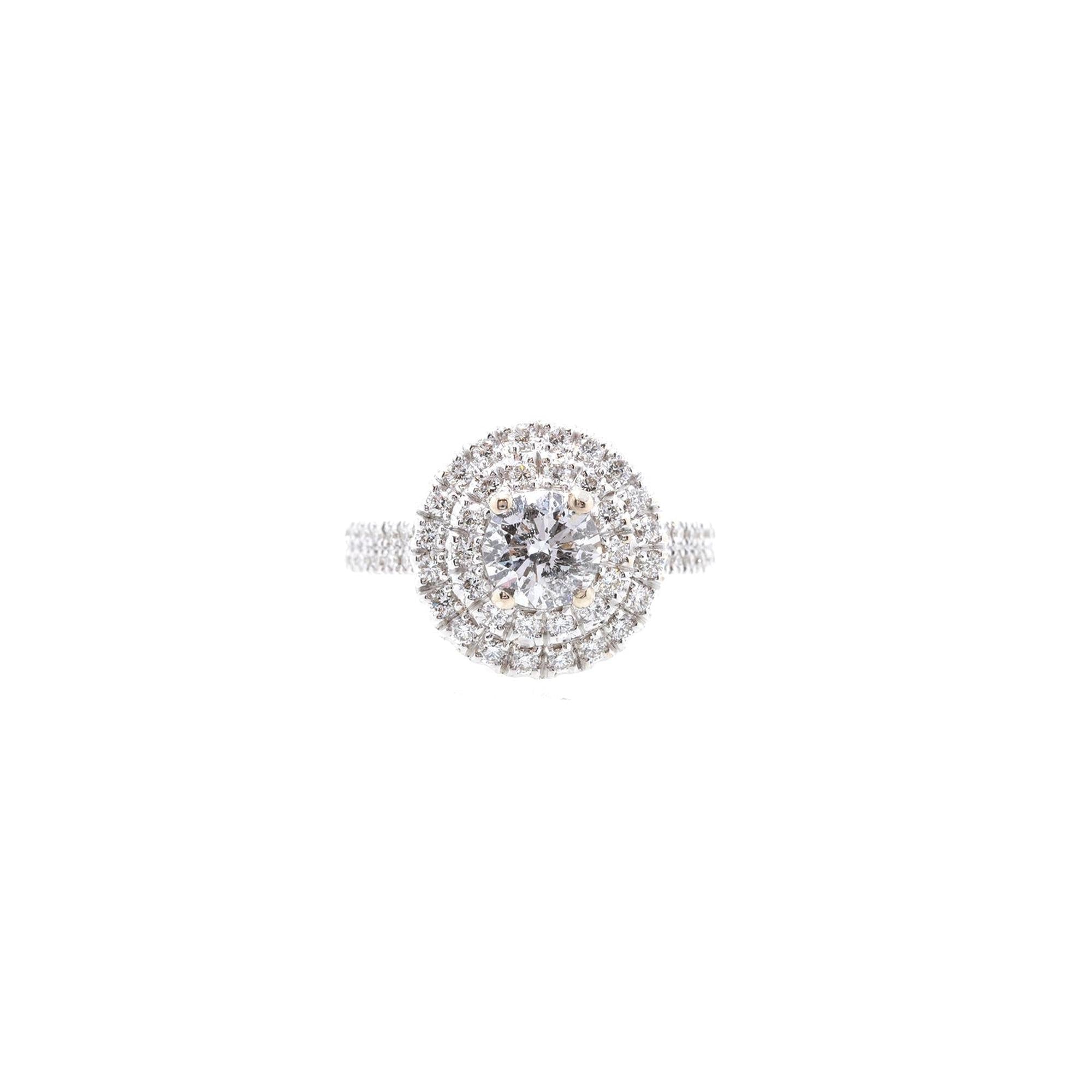 18k White Gold Diamond Halo Engagement Ring