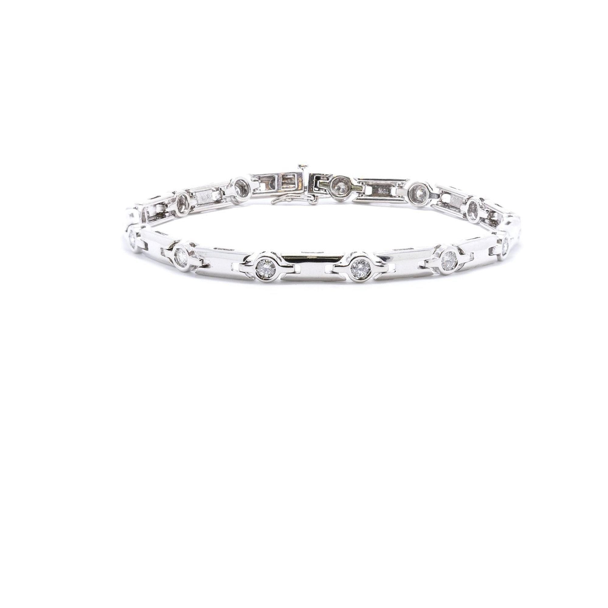 18k White Gold Diamond Link Bracelet