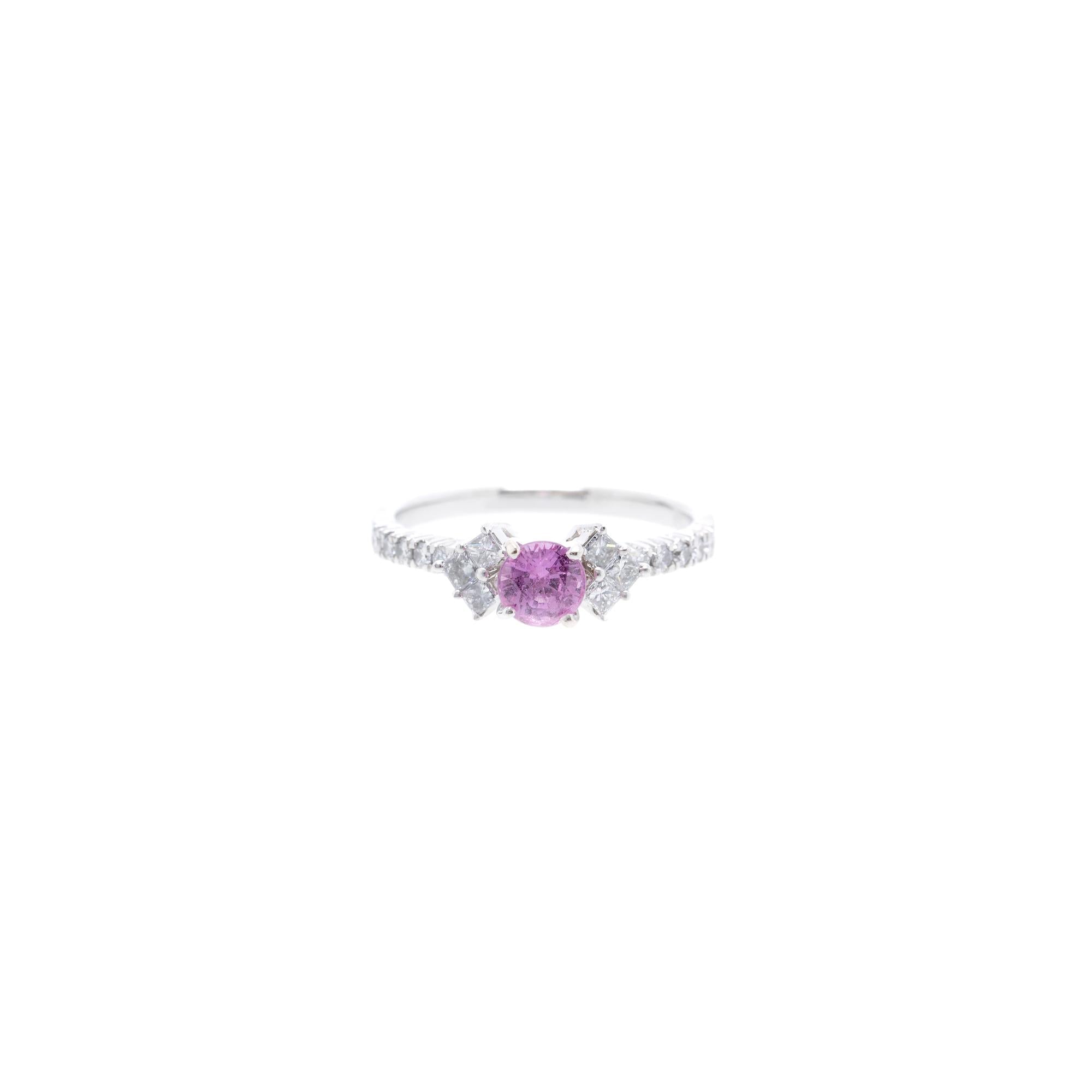 18k White Gold Pink Sapphire & Diamond Cocktail Ring