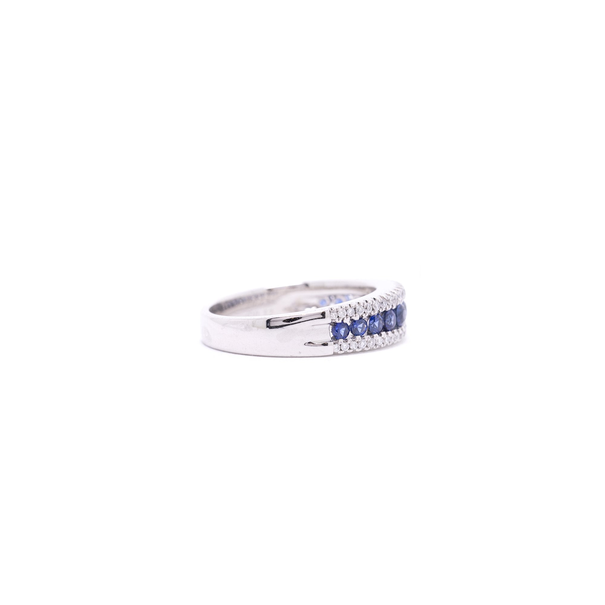 18k White Gold Sapphire & Diamond Band Ring