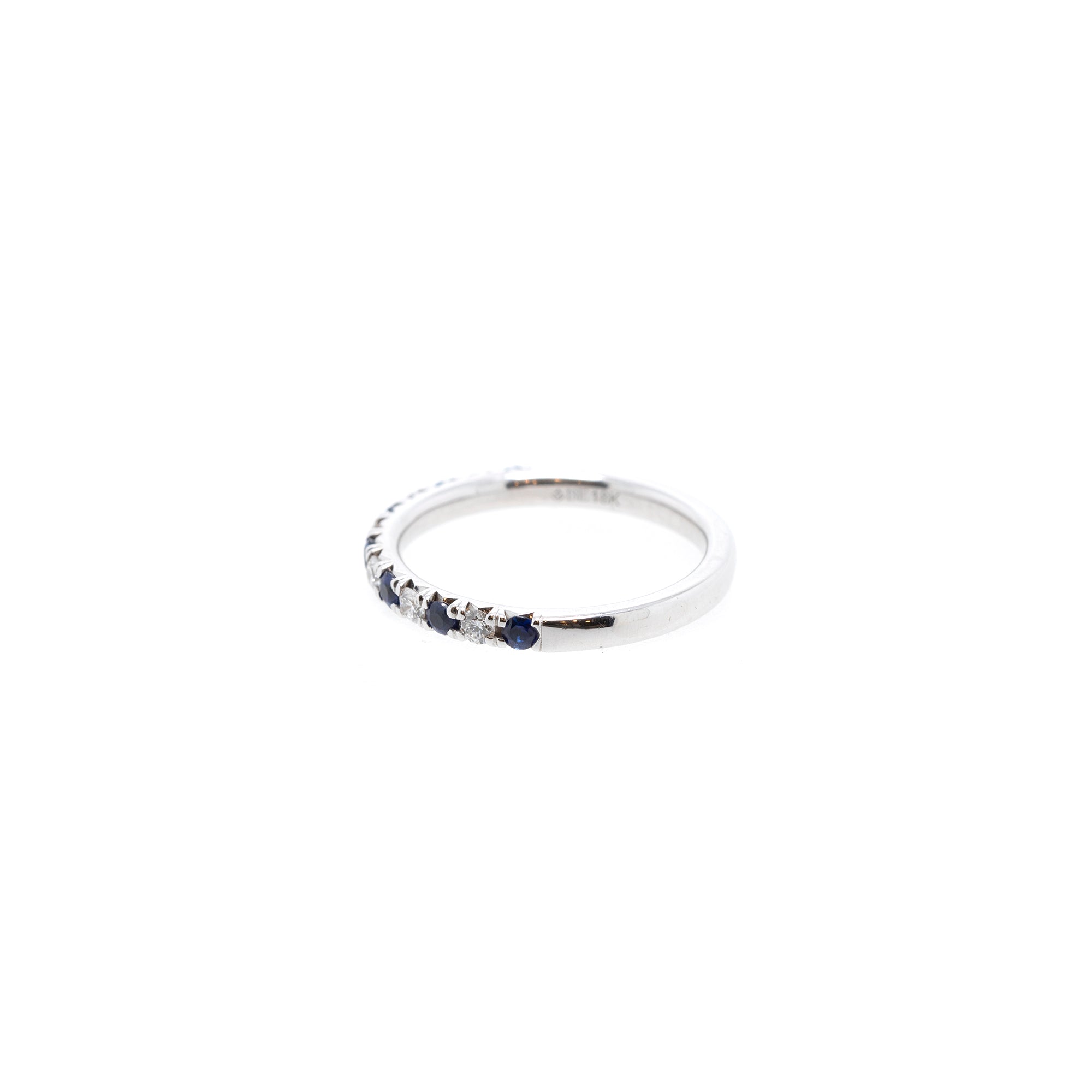 18k White Gold Sapphire & Diamond Band Ring