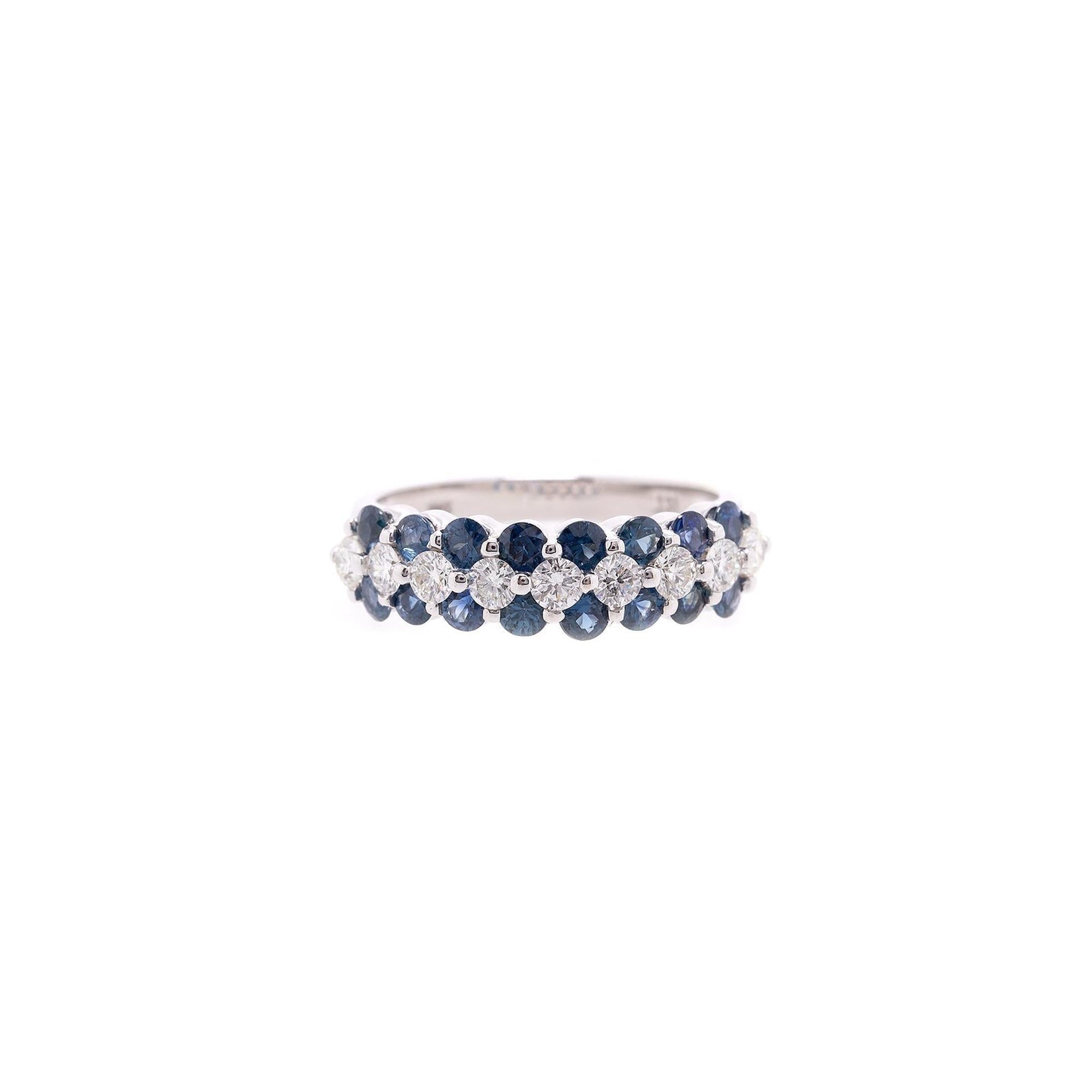18k White Gold Sapphire & Diamond Band Ring