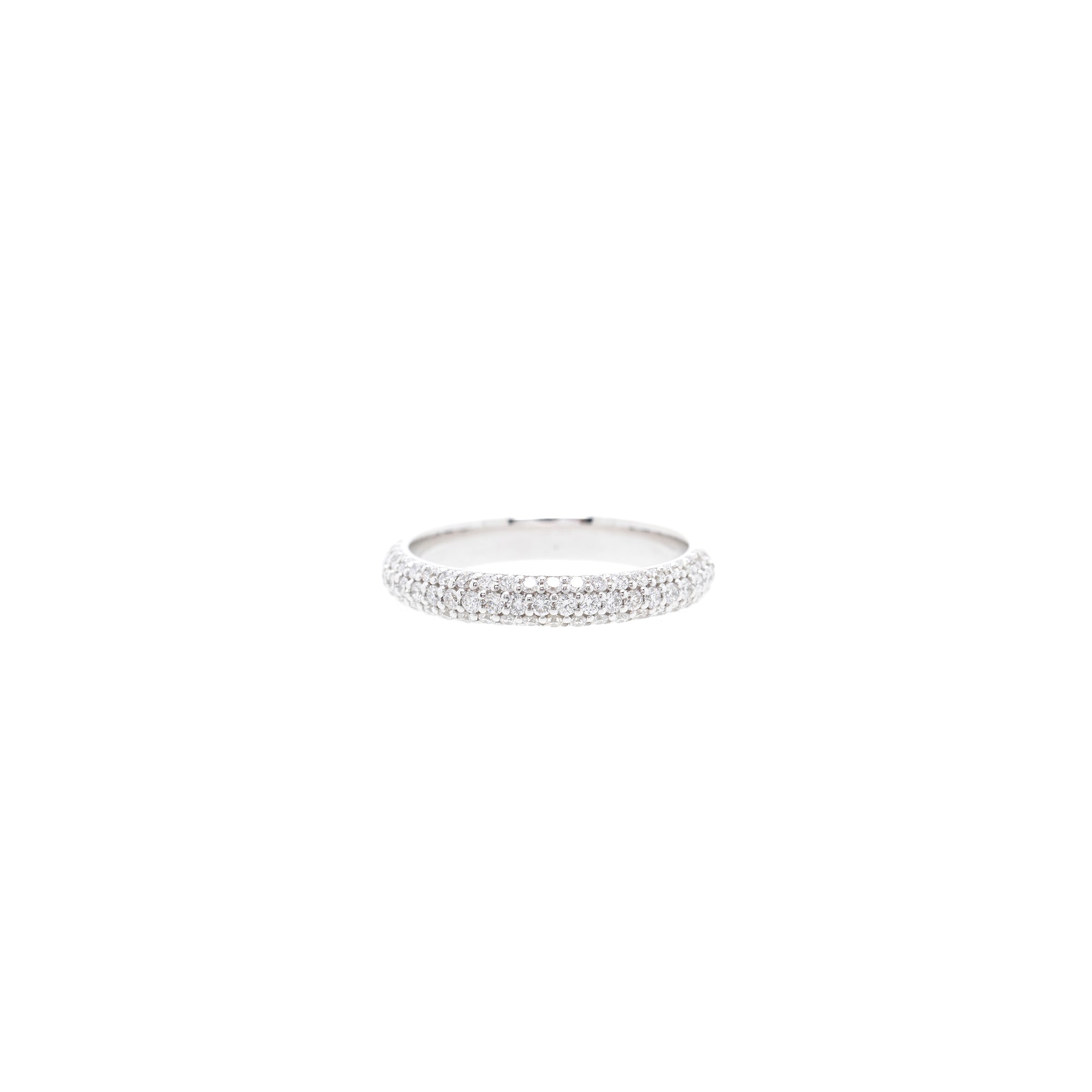 18k White Gold Three-Row Diamond Band Ring