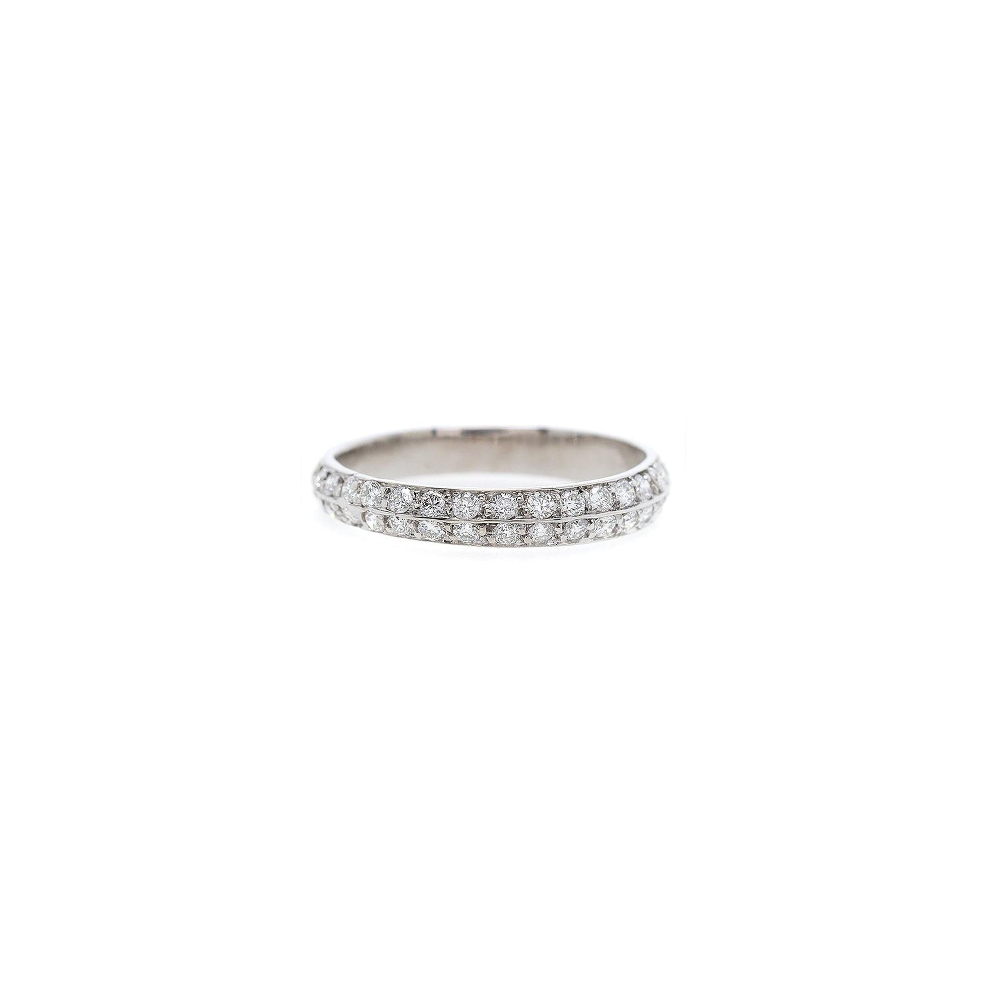 18k White Gold Two-Row Diamond Band Ring