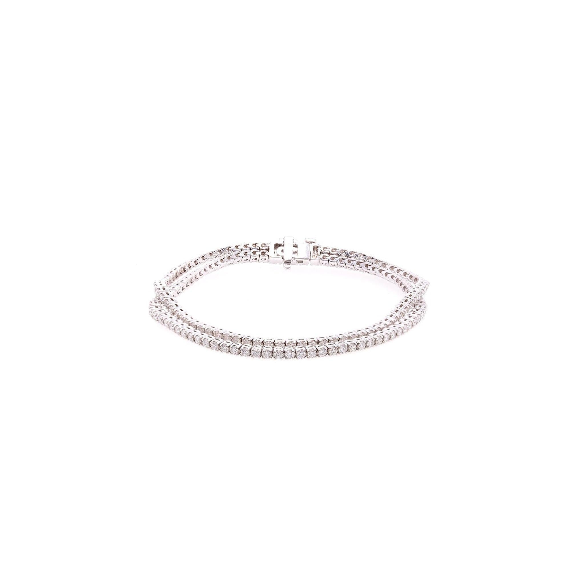 18k White Gold Two-Row Diamond Tennis Bracelet