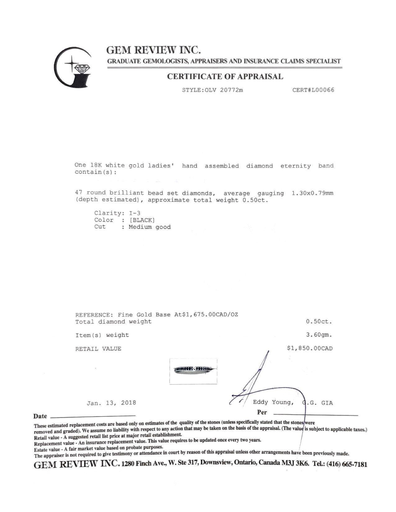 Black Diamond Eternity Band in 18kt White Gold