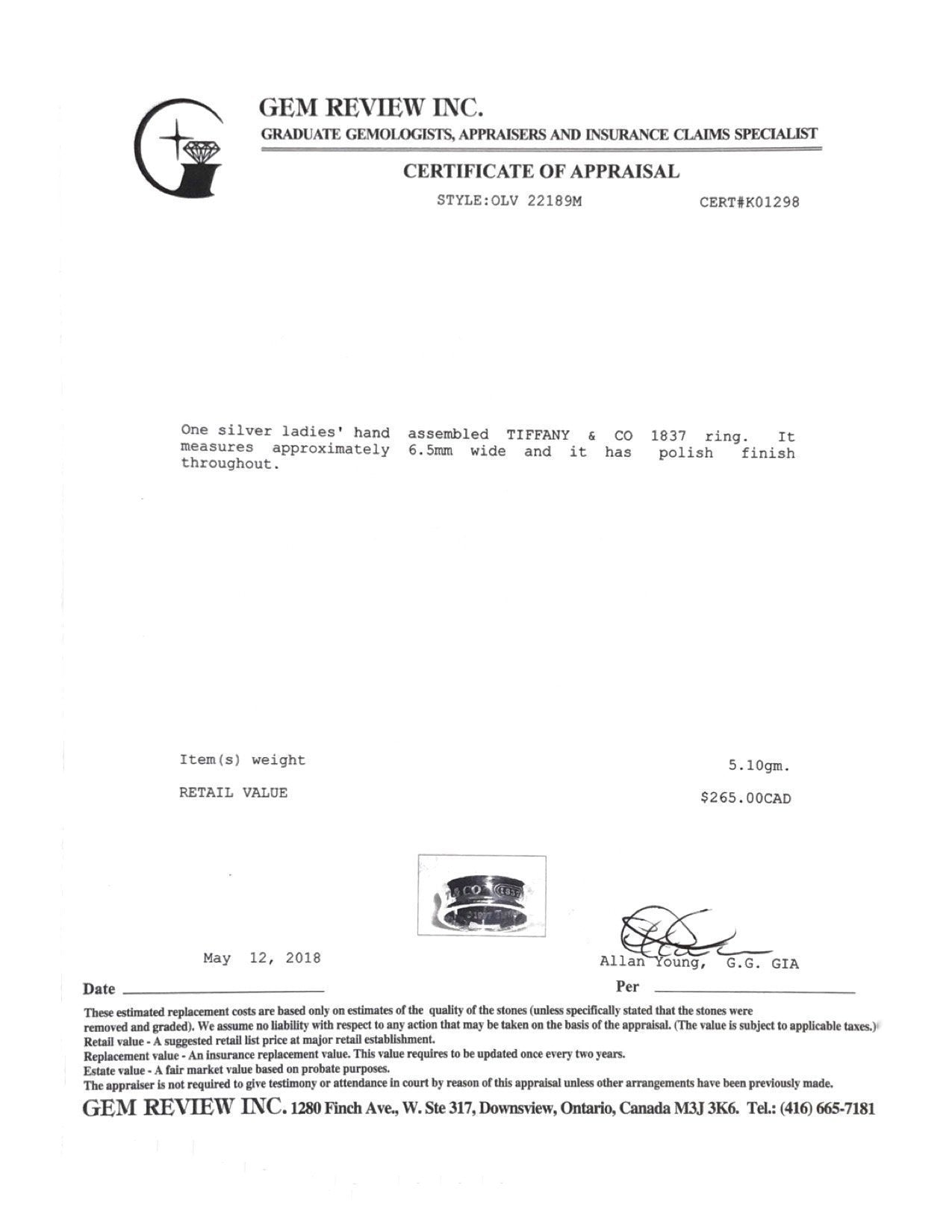 Tiffany & Co. 1837 RIng