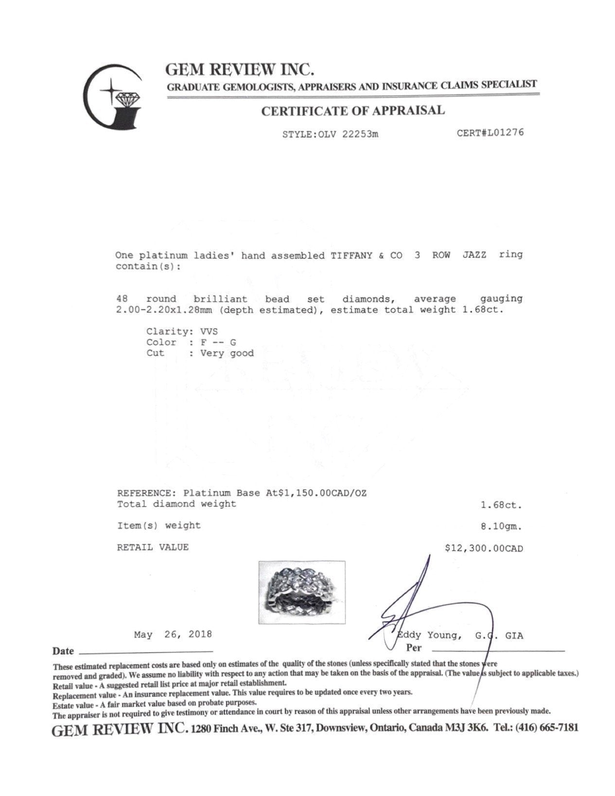 Tiffany & Co. Three Row Diamond Jazz Ring