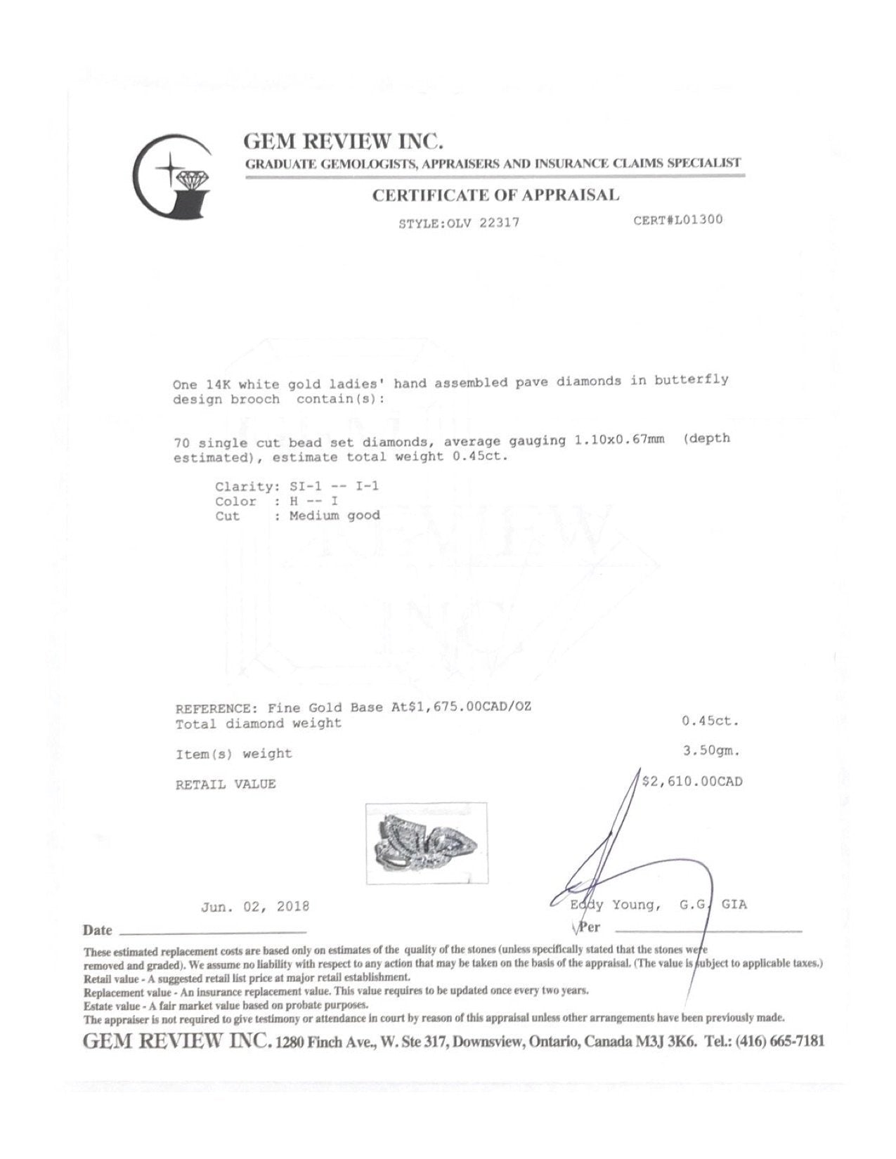 Diamond Butterfly Brooch