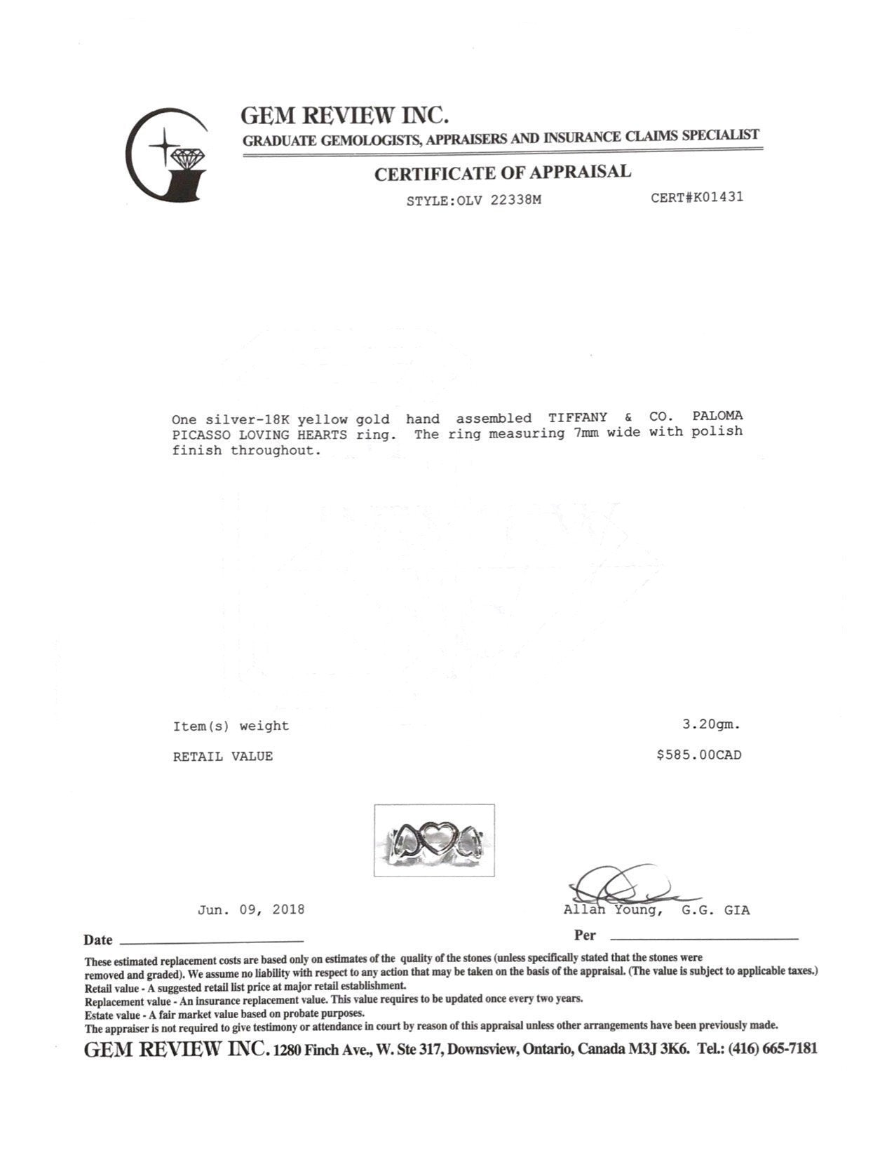 Tiffany and Co. Paloma Picasso Loving Hearts Ring