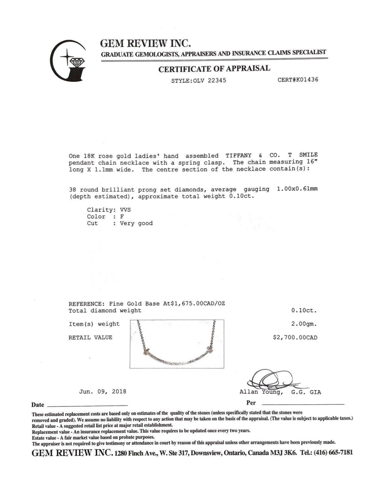 Tiffany & Co. T Smile Diamond Pendant Necklace
