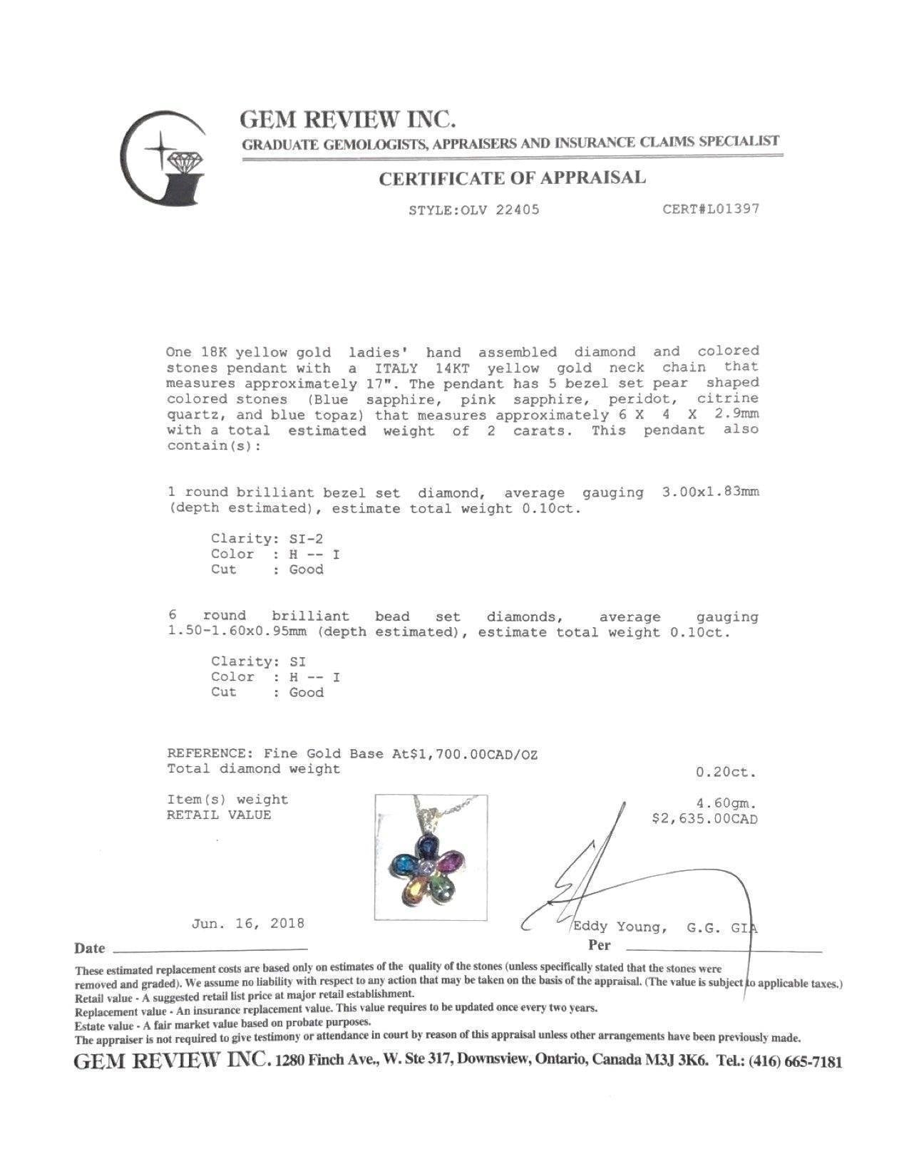 Coloured Stone Flower Pendant Necklace