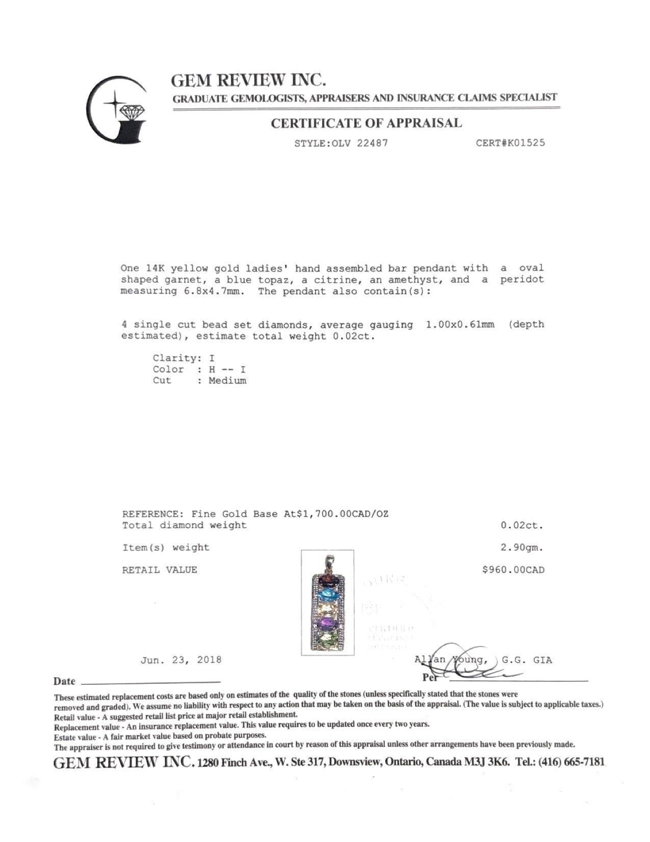 Coloured Stone Pendant