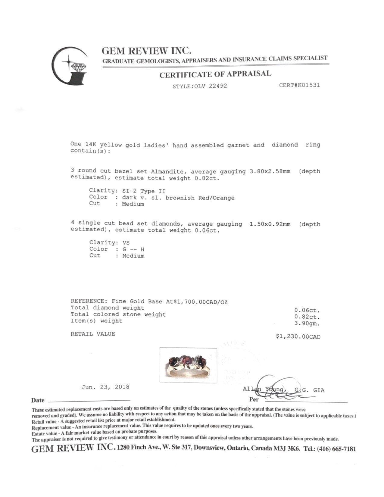 Almandite and Diamond Ring