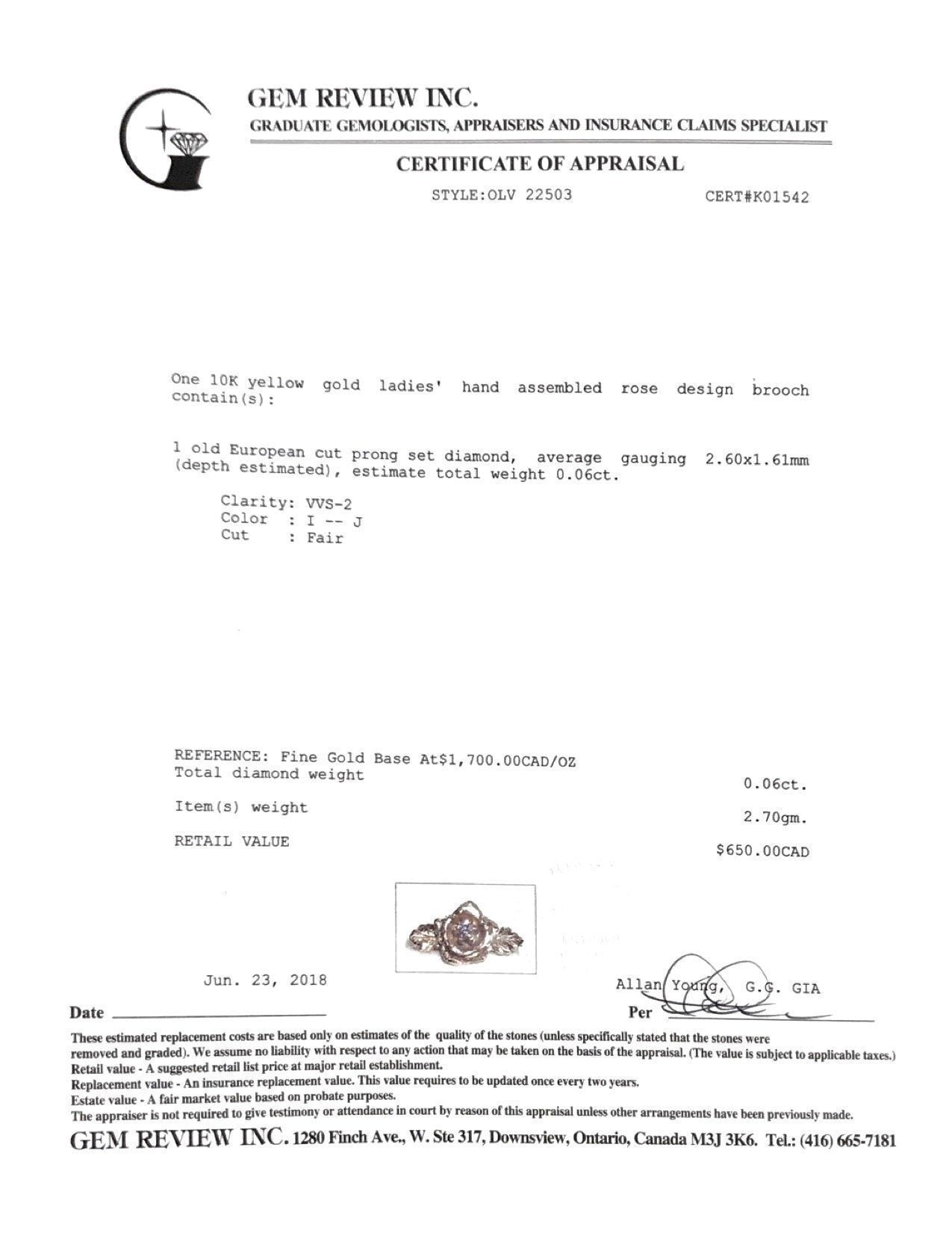 Antique Diamond Rose Brooch