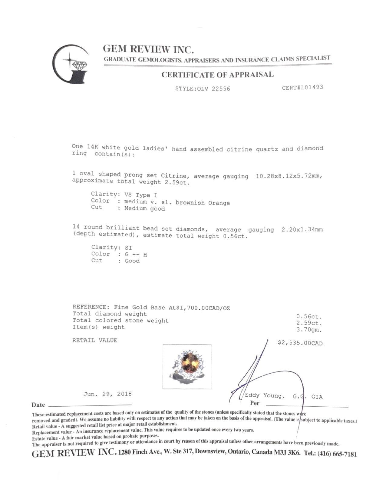 Citrine and Diamond Cocktail Ring