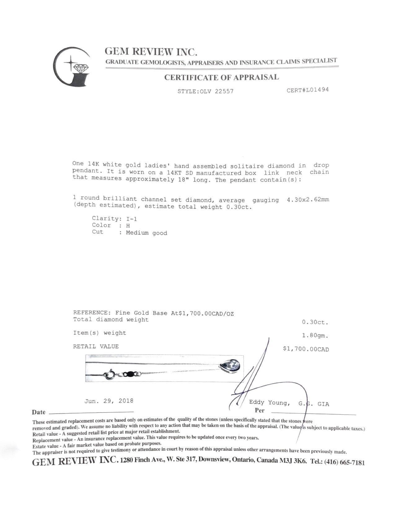 Diamond Solitaire Pendant Necklace