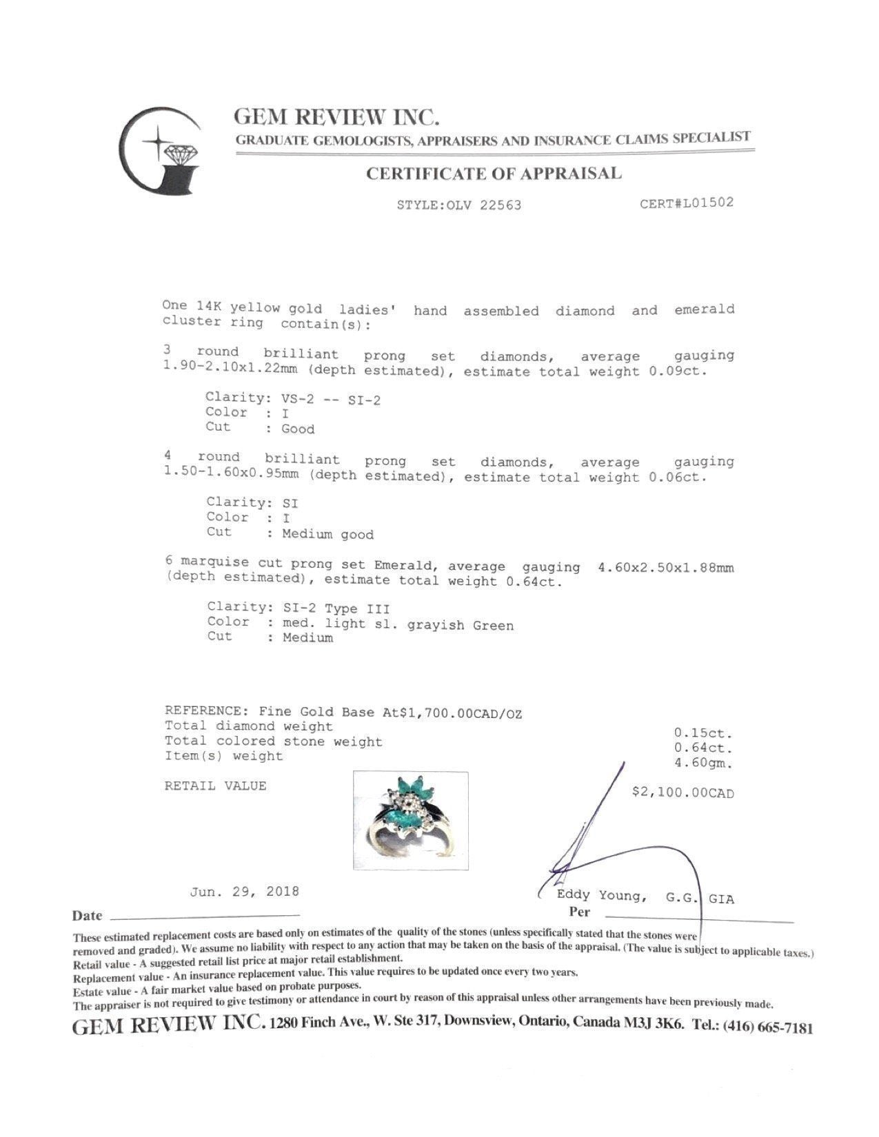 Emerald and Diamond Cluster Ring