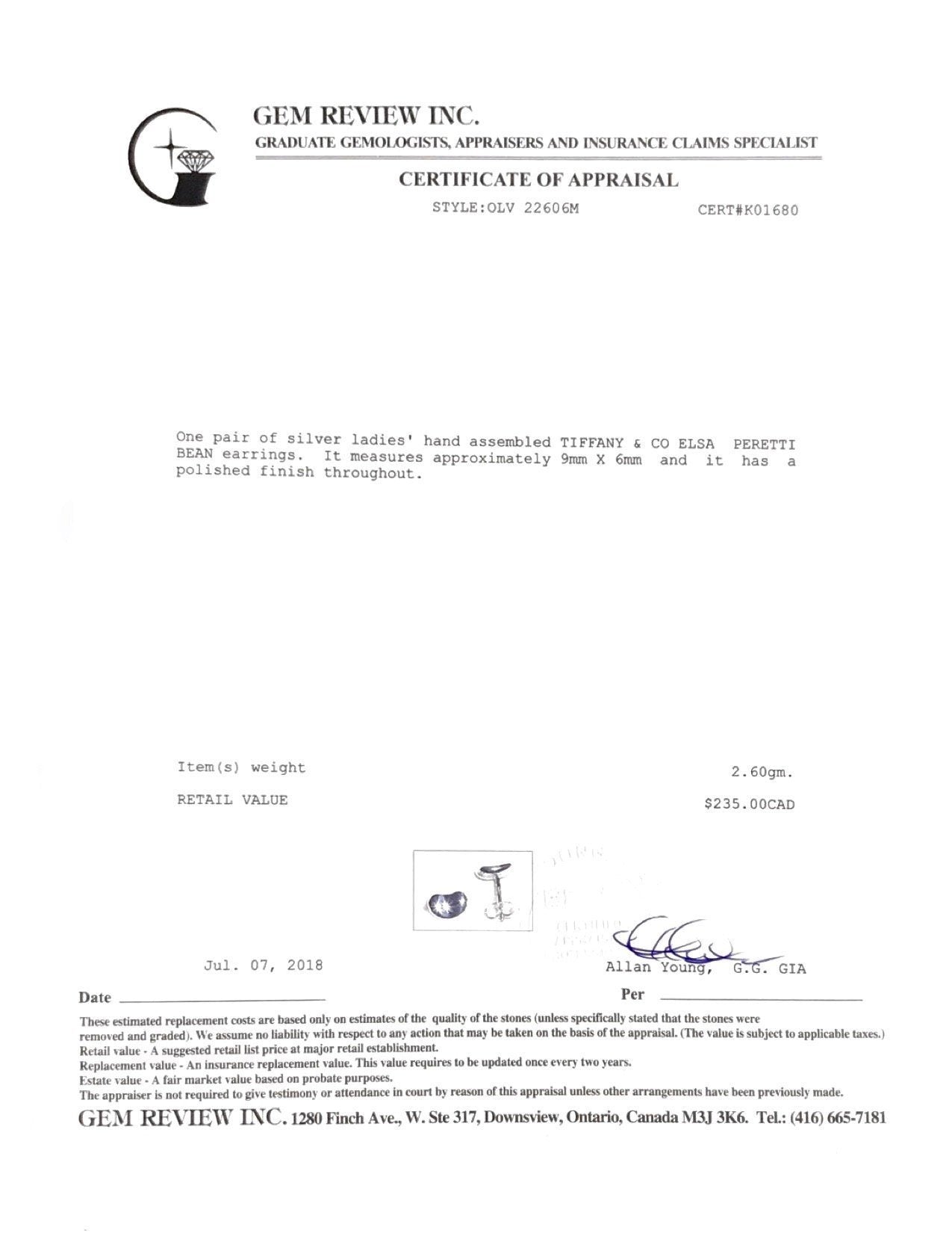 Tiffany & Co. Elsa Peretti Bean Earrings