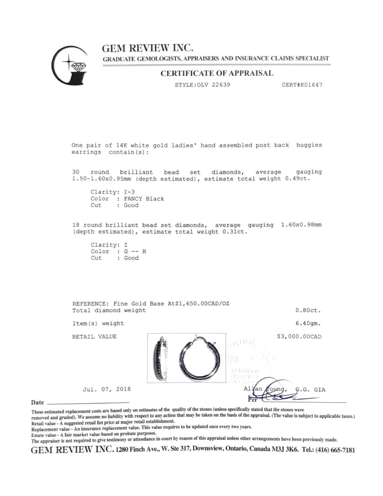 Black and White Diamond Hoop Earrings