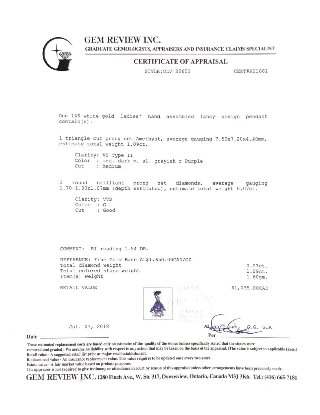Amethyst and Diamond Pendant