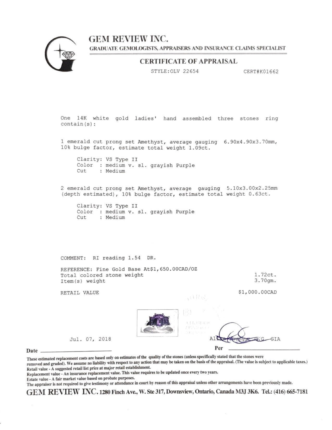 Three Stone Amethyst Ring