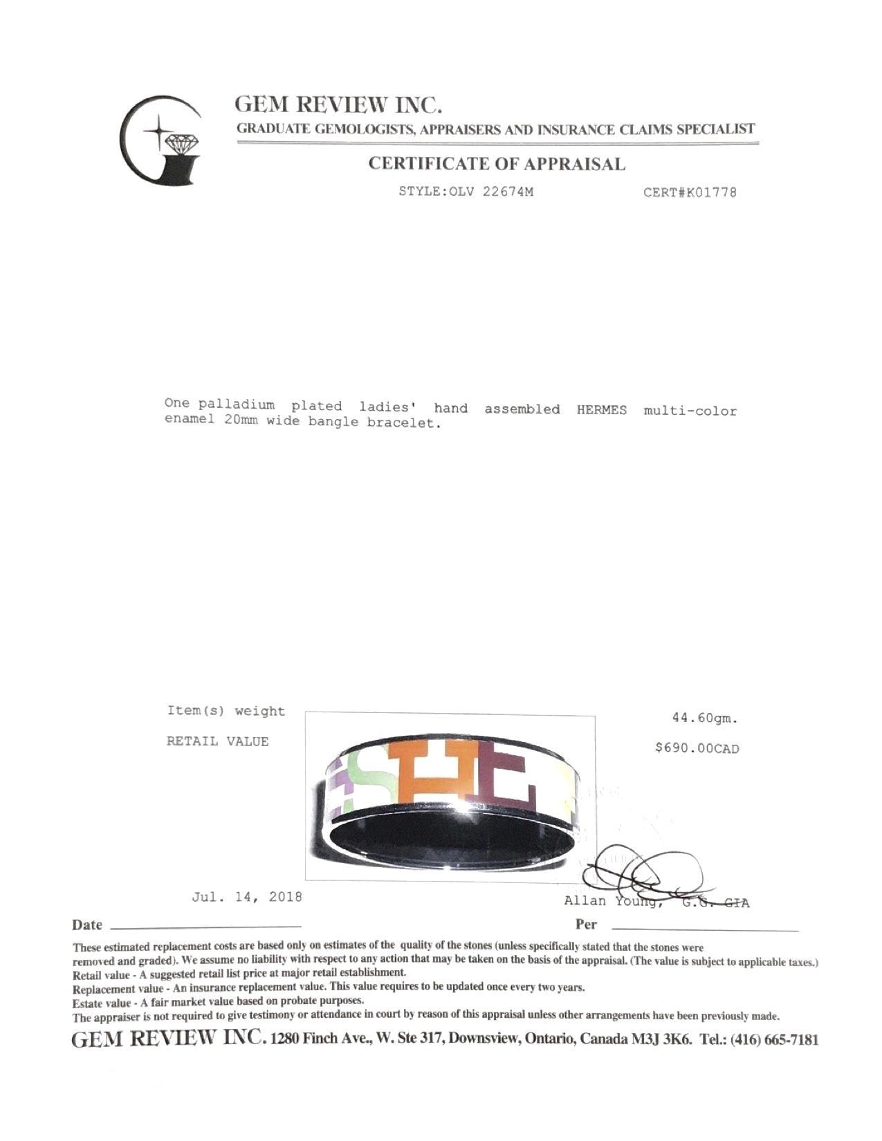Hermes Wide Enamel Bracelet