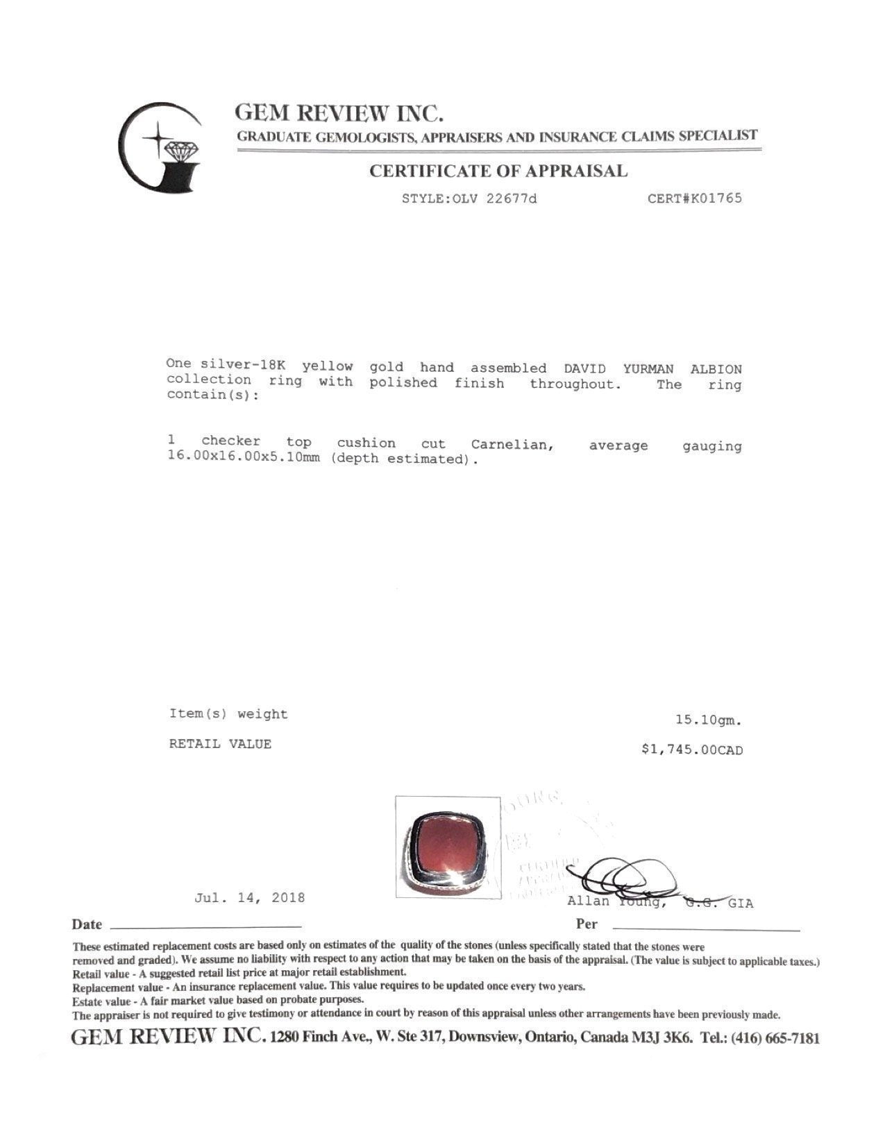 David Yurman Carnelian 2-Tone Albion Ring