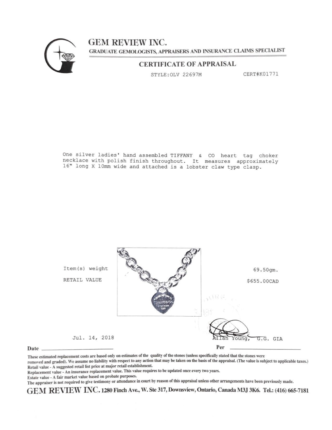 Tiffany & Co. Heart Tag Charm Necklace