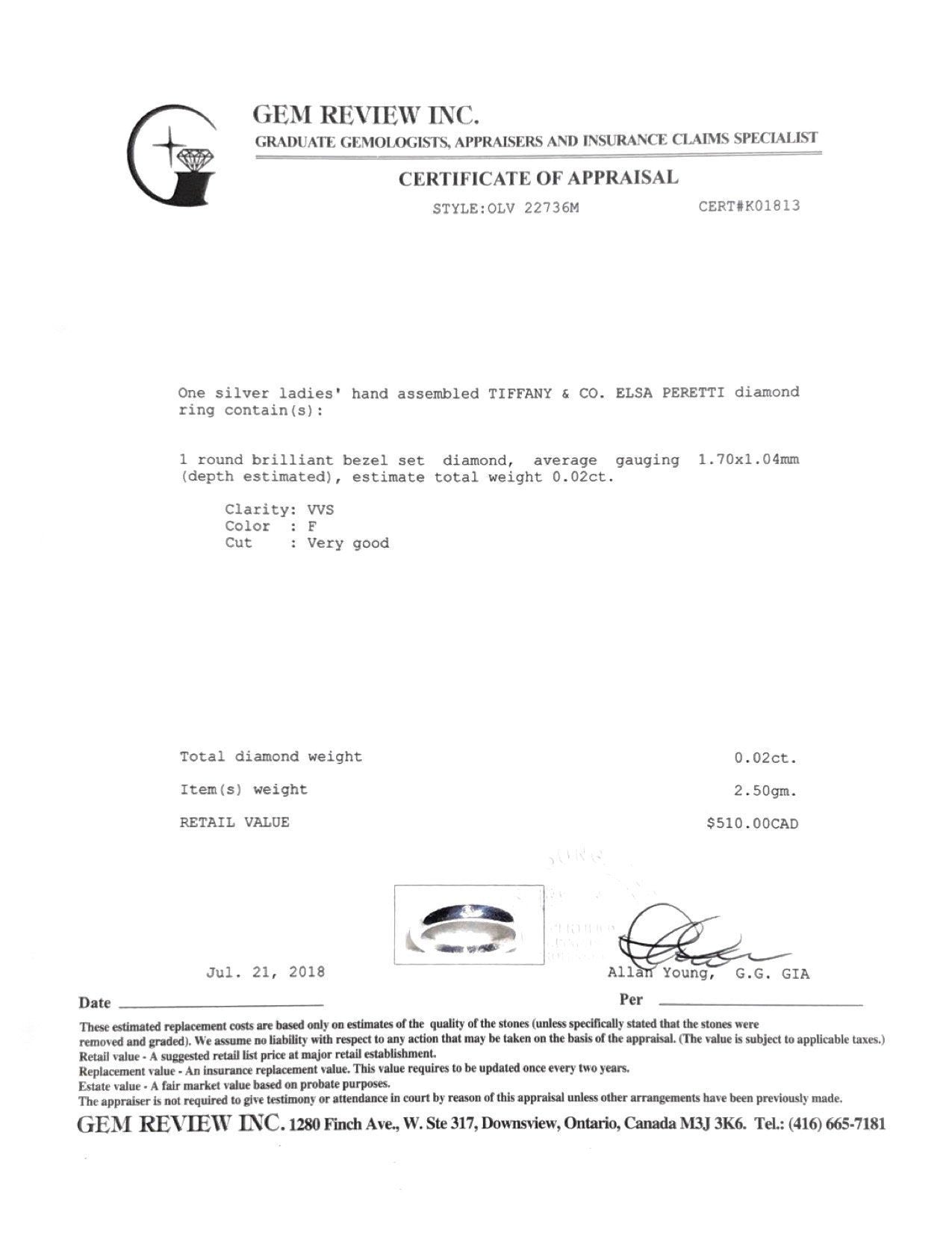 Tiffany & Co. Elsa Peretti Diamond Band Ring