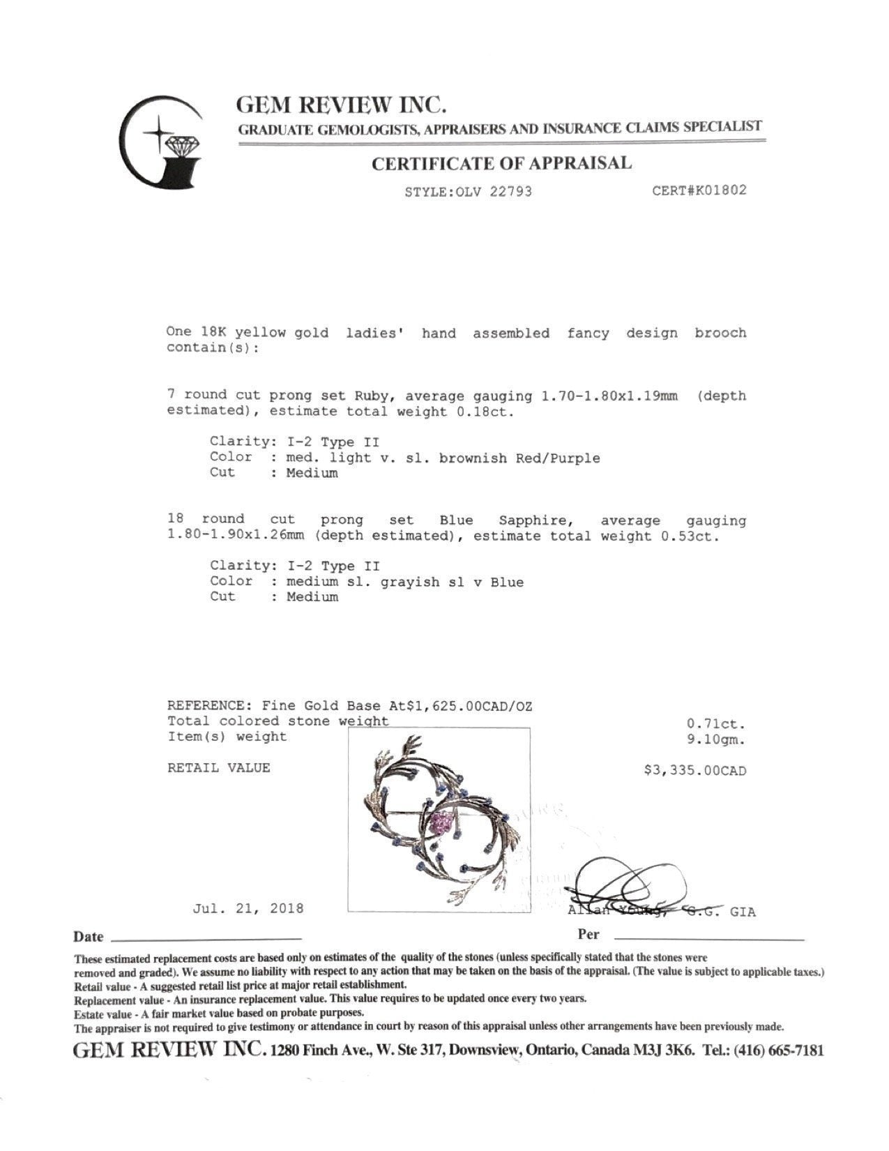 Ruby and Sapphire Brooch