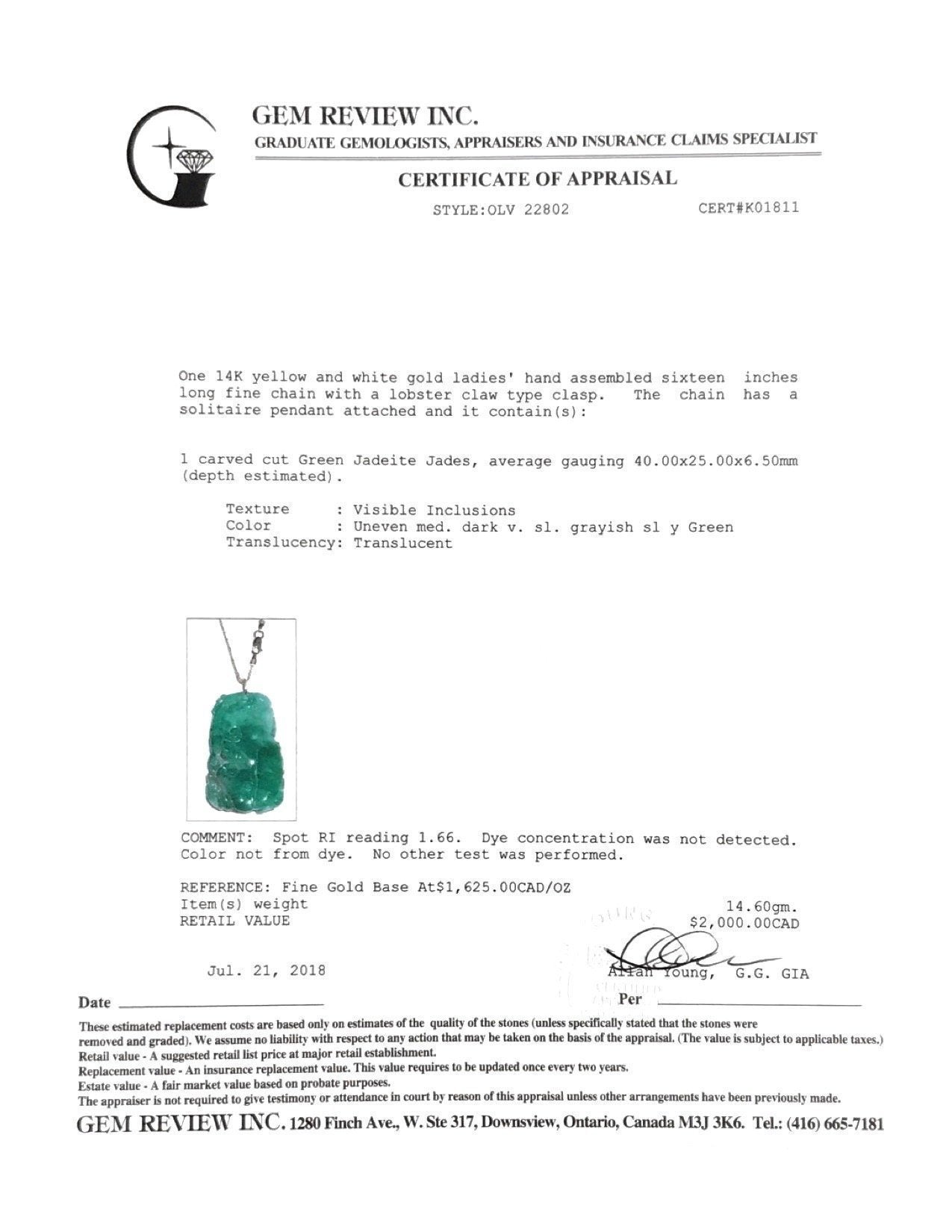 Carved Cut Jade Pendant Necklace