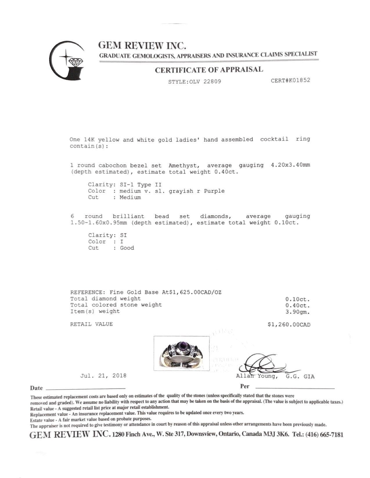 Cabochon Amethyst and Diamond Cocktail Ring