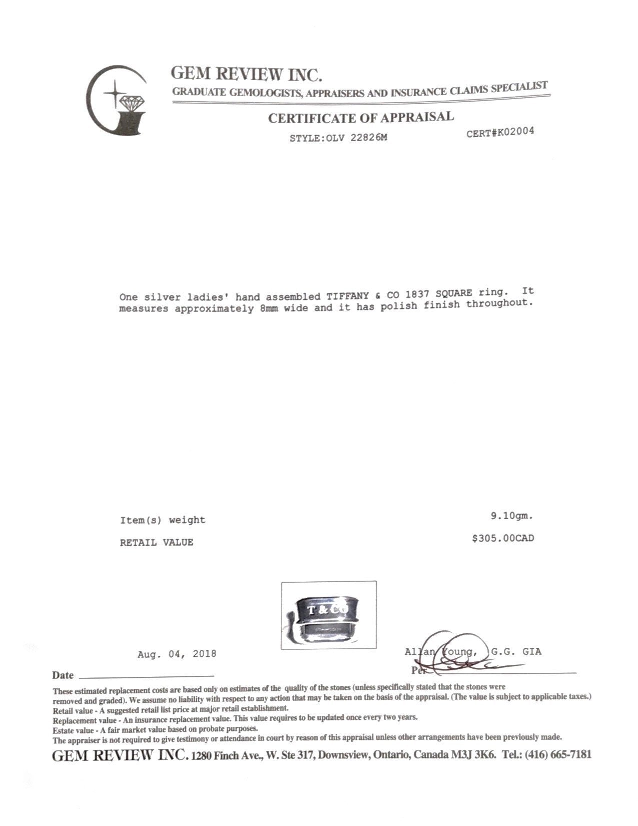 Tiffany & Co. 1837 Square Ring