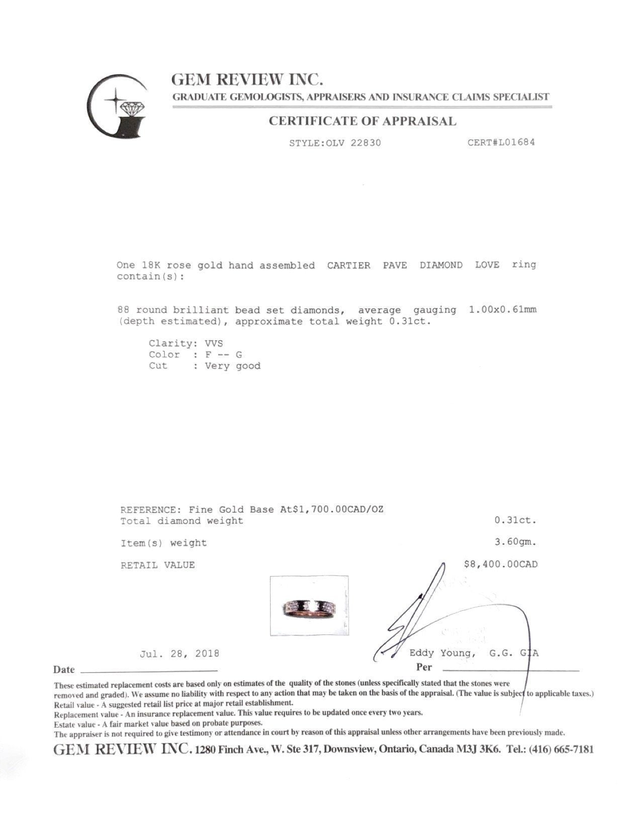 Cartier Pave Diamond Love Ring