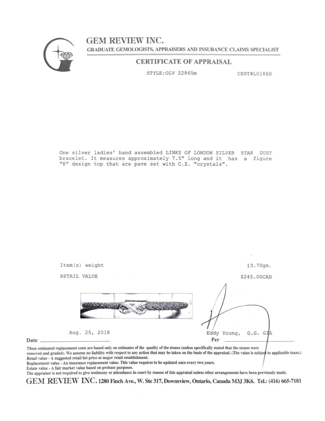 Links of London Silver Star Dust Infinity Bracelet