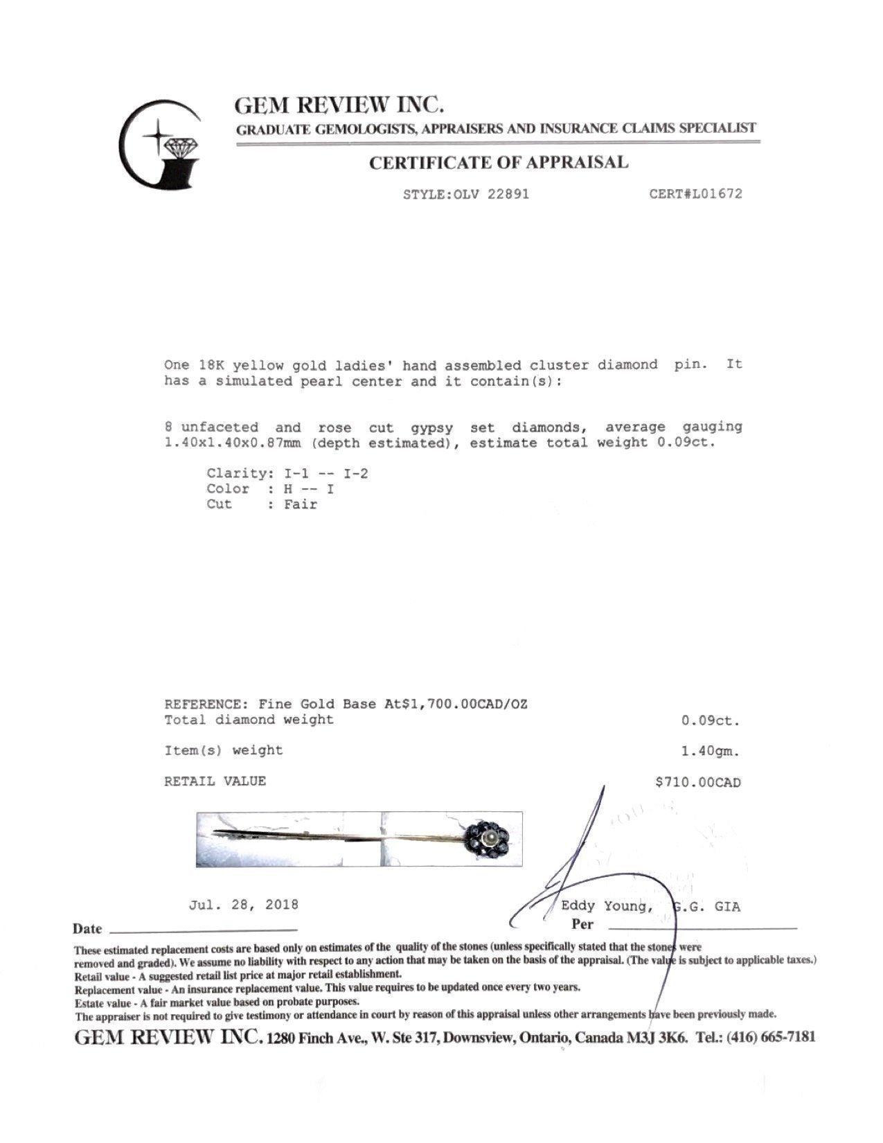 Antique Diamond Cluster Stick Pin