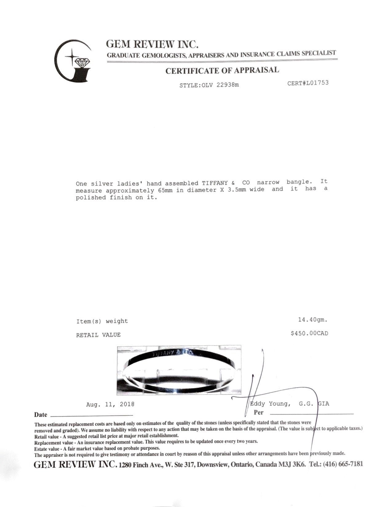 Tiffany & Co. Narrow Bangle