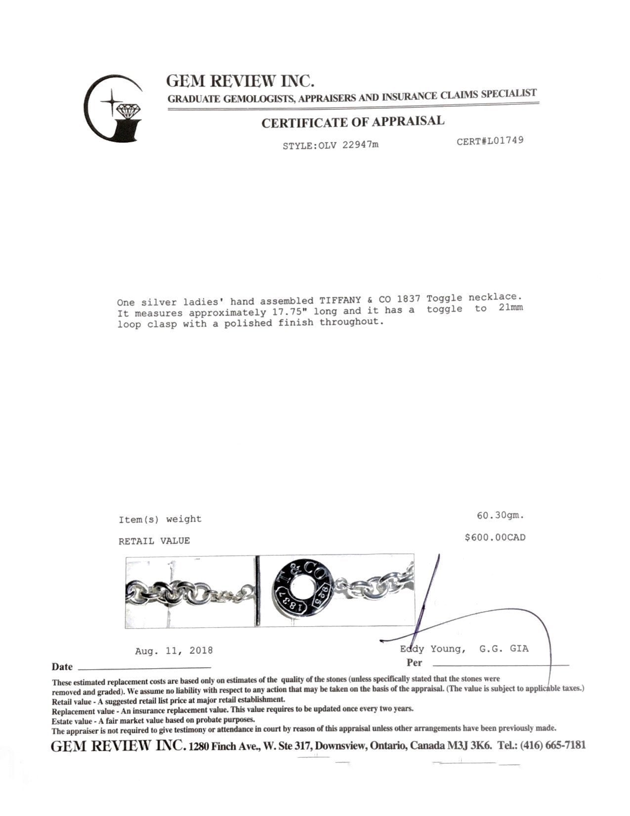 Tiffany & Co. 1837 Toggle Necklace