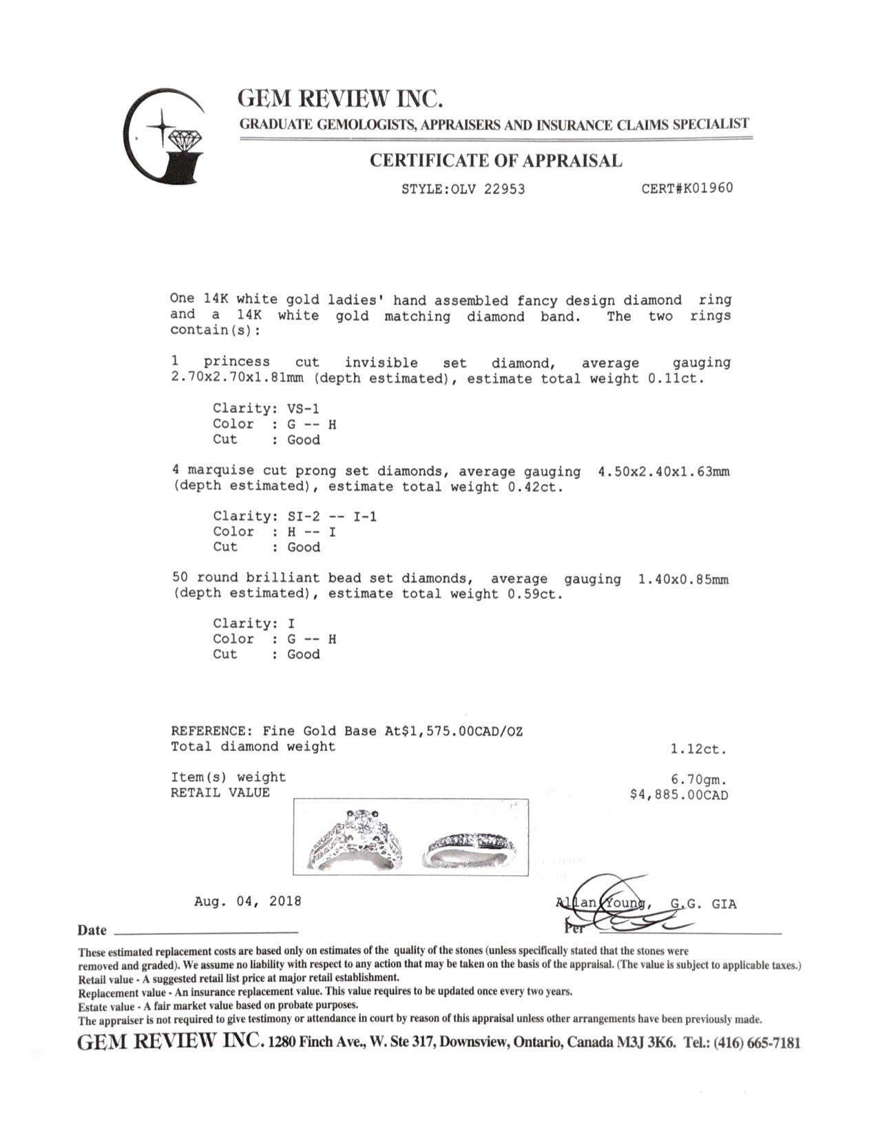 Invisible Set Diamond Ring and Matching Band