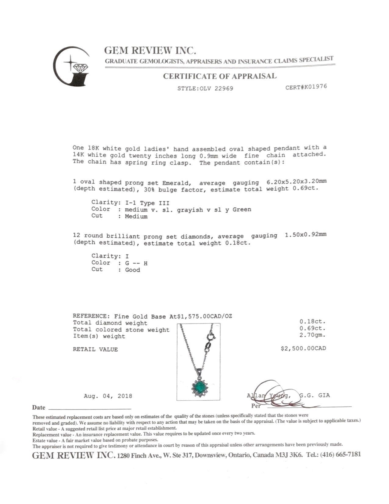 Emerald and Diamond Pendant Necklace