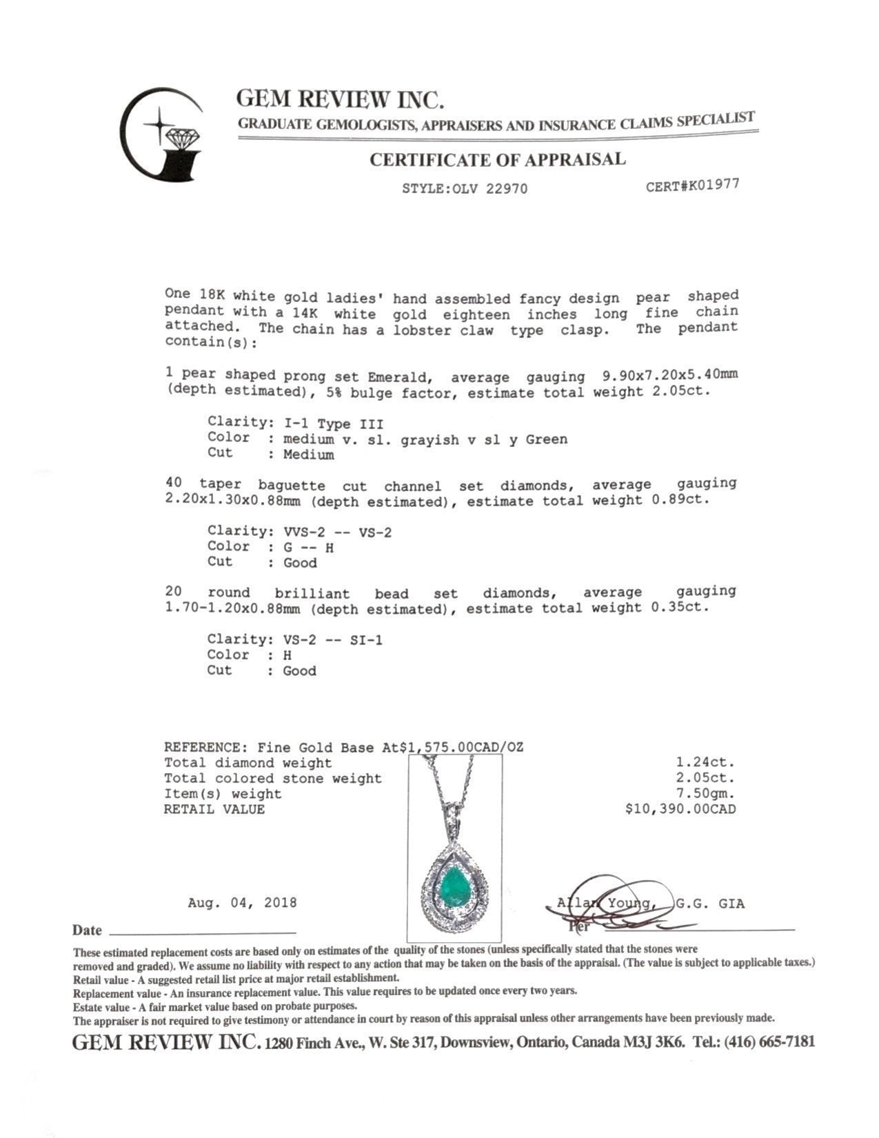 Emerald and Diamond Pendant Necklace