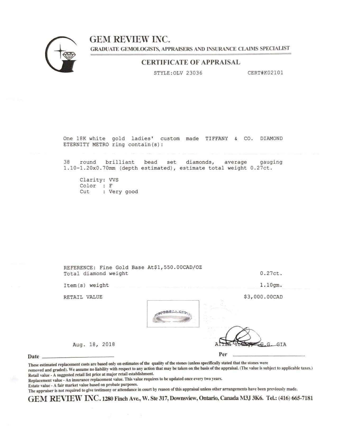 Tiffany & Co. Metro Diamond Eternity Ring