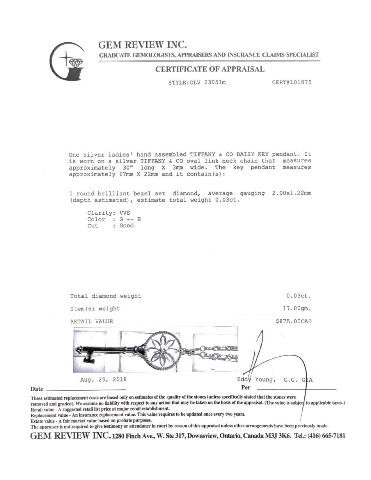 Tiffany & Co. Daisy Key Pendant Necklace